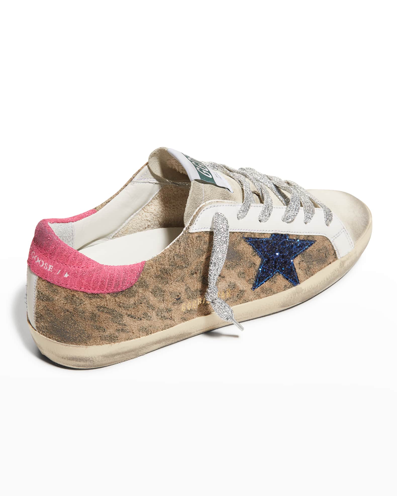 Golden Goose Superstar Leopard-Print Glitter Sneakers | Neiman Marcus