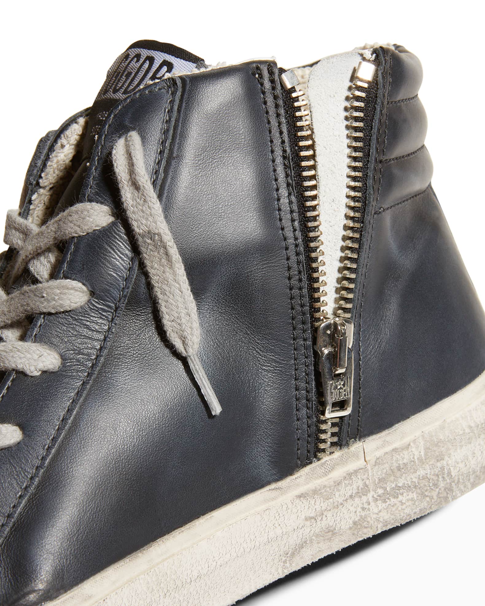 Golden goose black 2025 leather studded slide sneakers