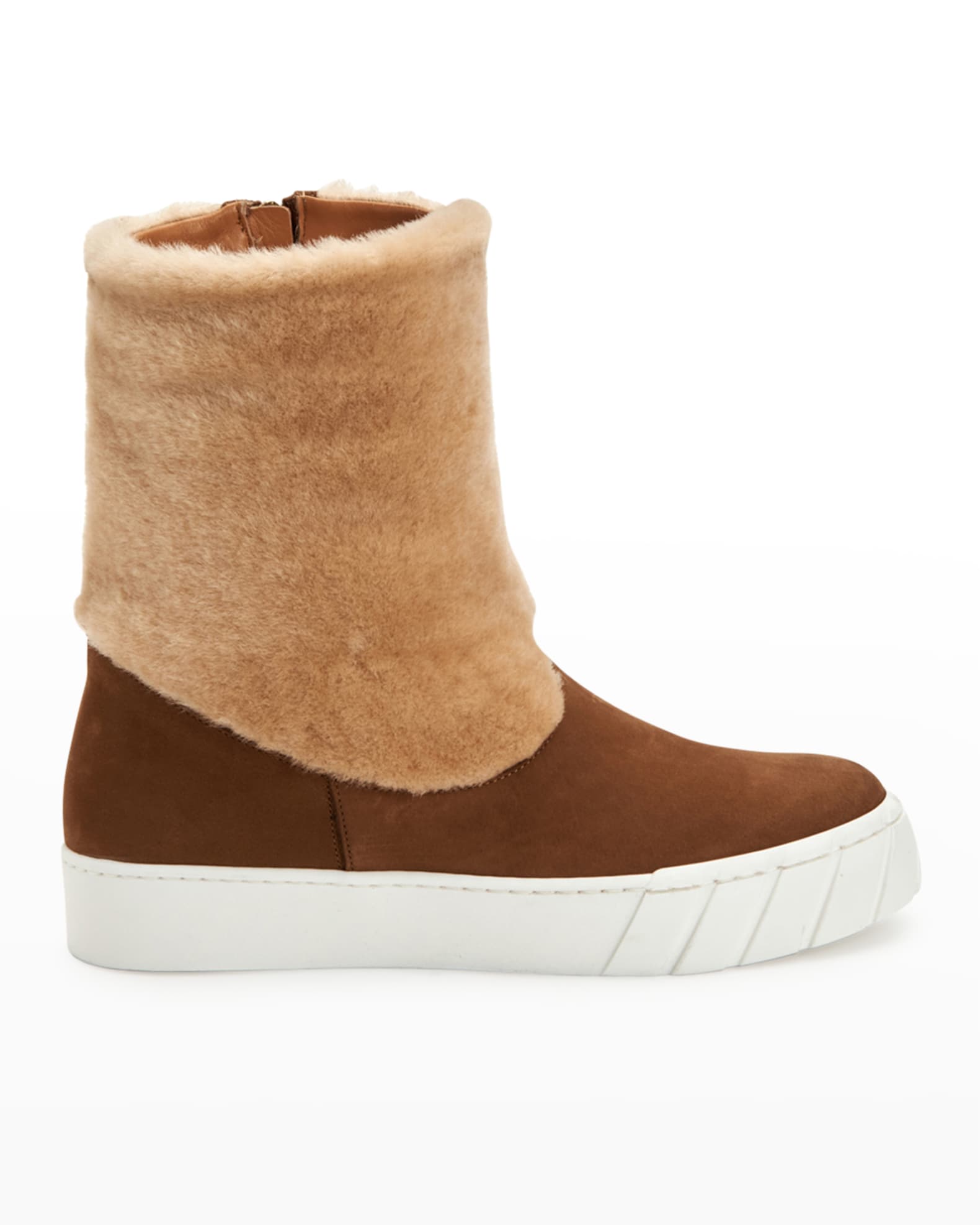 Aquatalia Nelle Suede Shearling Zip Boots | Neiman Marcus