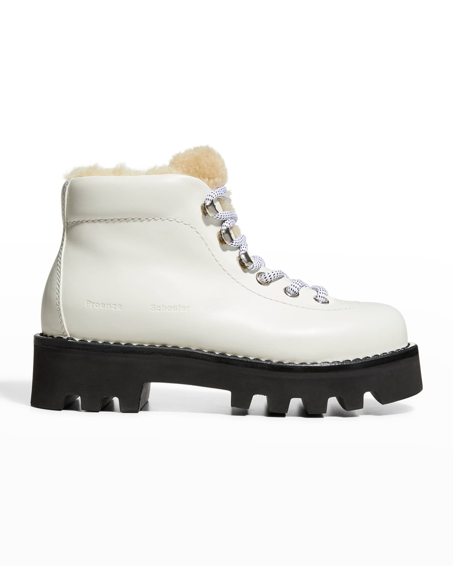 Proenza Schouler Calfskin Shearling Hiking Booties | Neiman Marcus