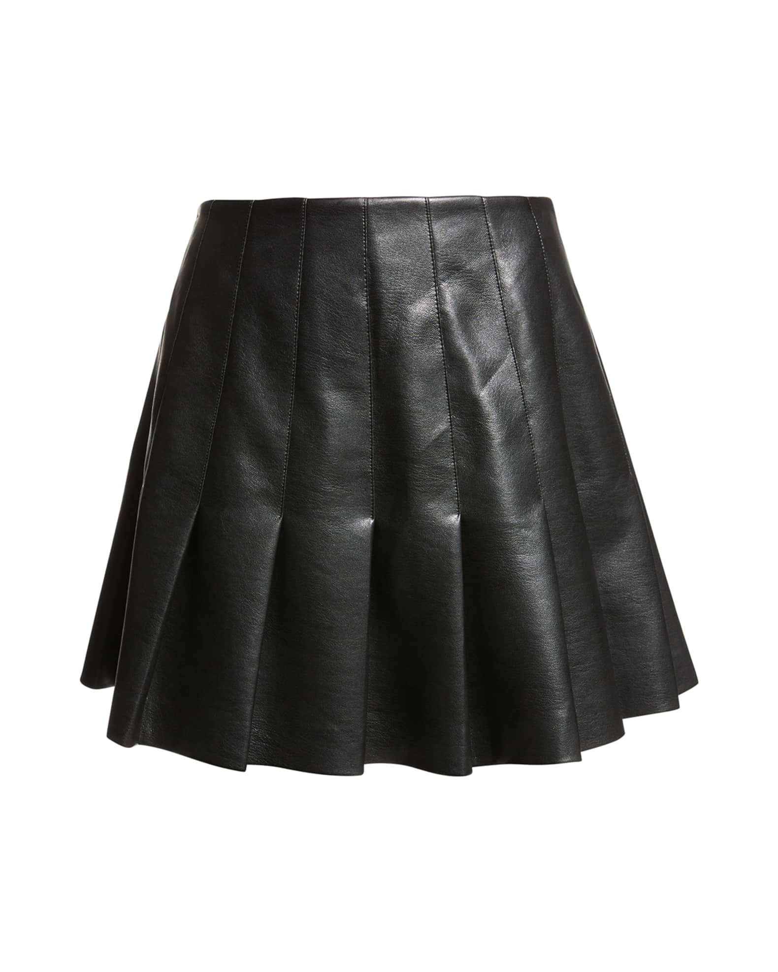 Alice + Olivia Carter Vegan Leather Pleated Mini Skirt | Neiman Marcus