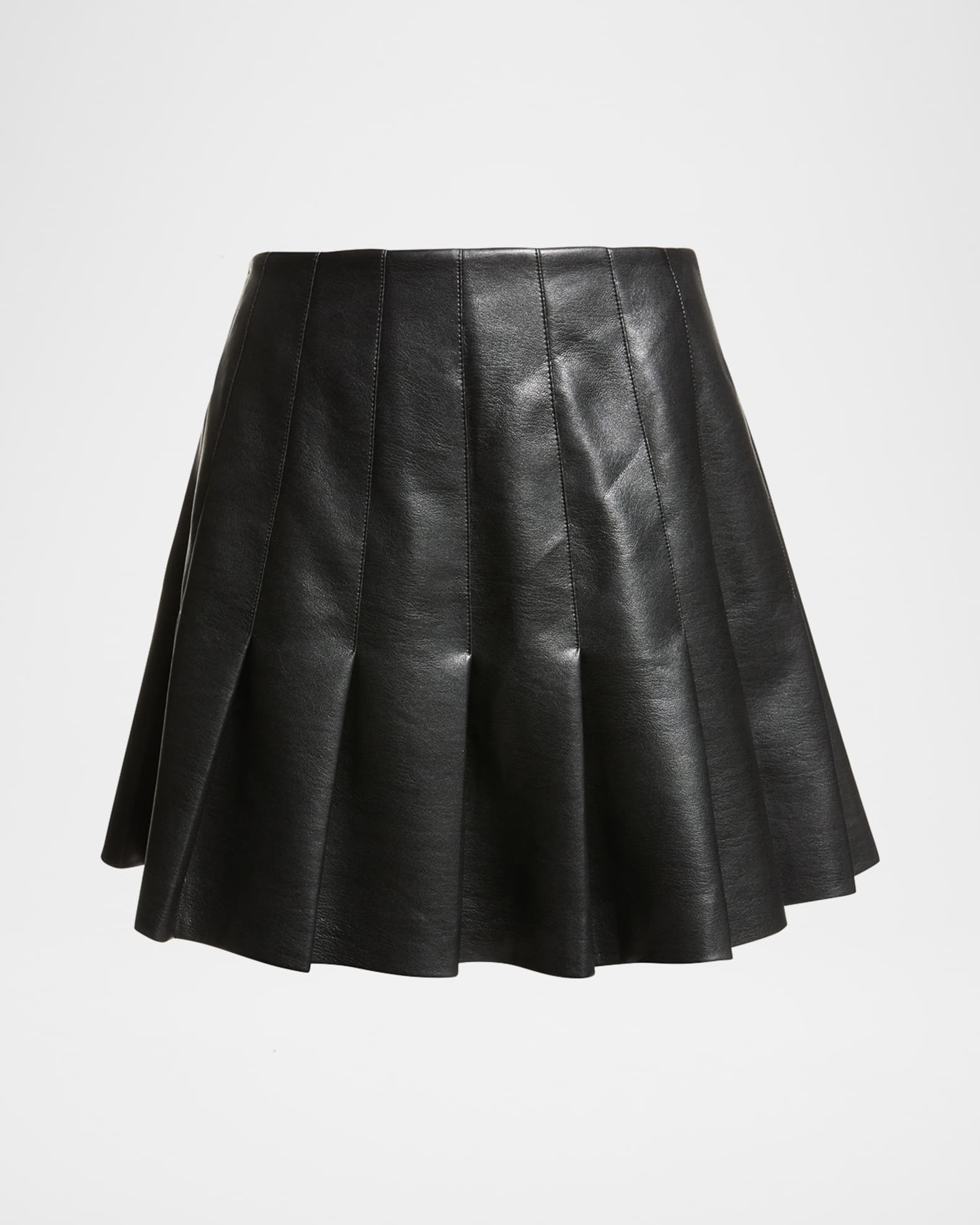 Carter Vegan Leather Pleated Mini Skirt 0