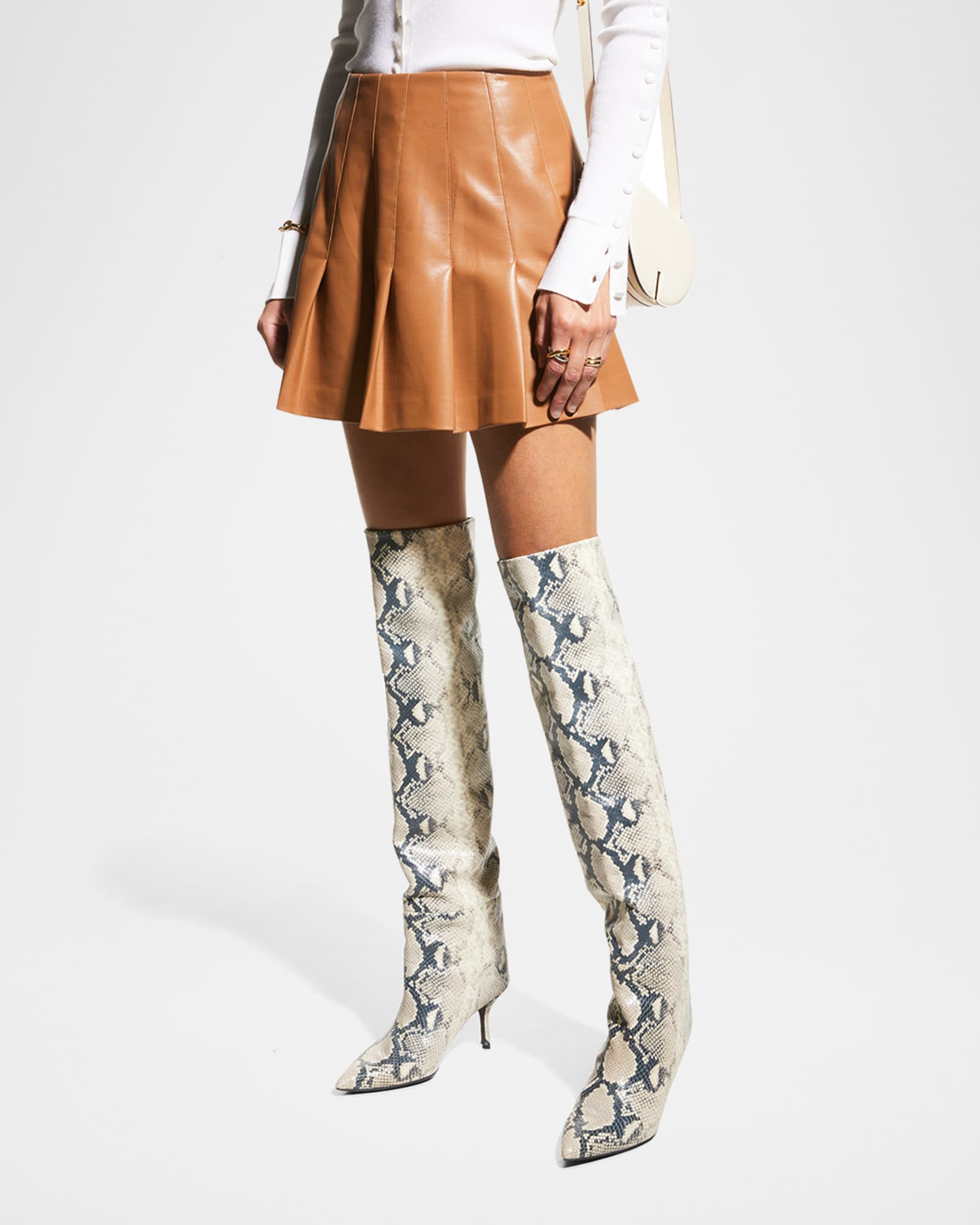 Alice + Olivia Carter Vegan Leather Pleated Mini Skirt Neiman Marcus