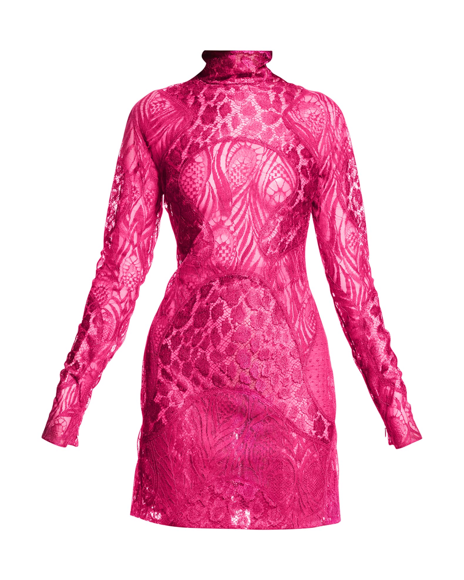 TOM FORD Mixed-Lace Mini Dress | Neiman Marcus