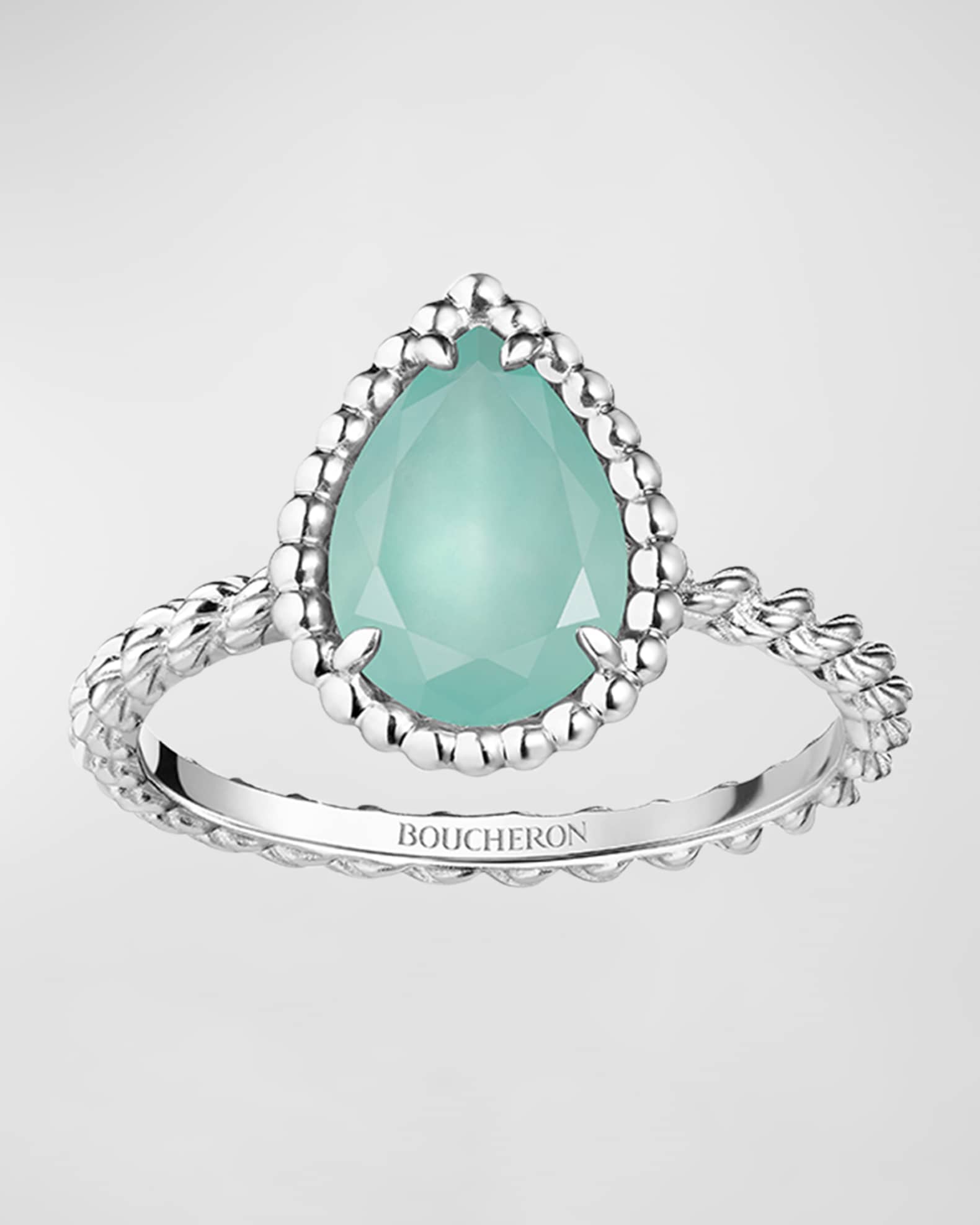 Serpent Bohème 18K White Gold Aquaprase Ring 0