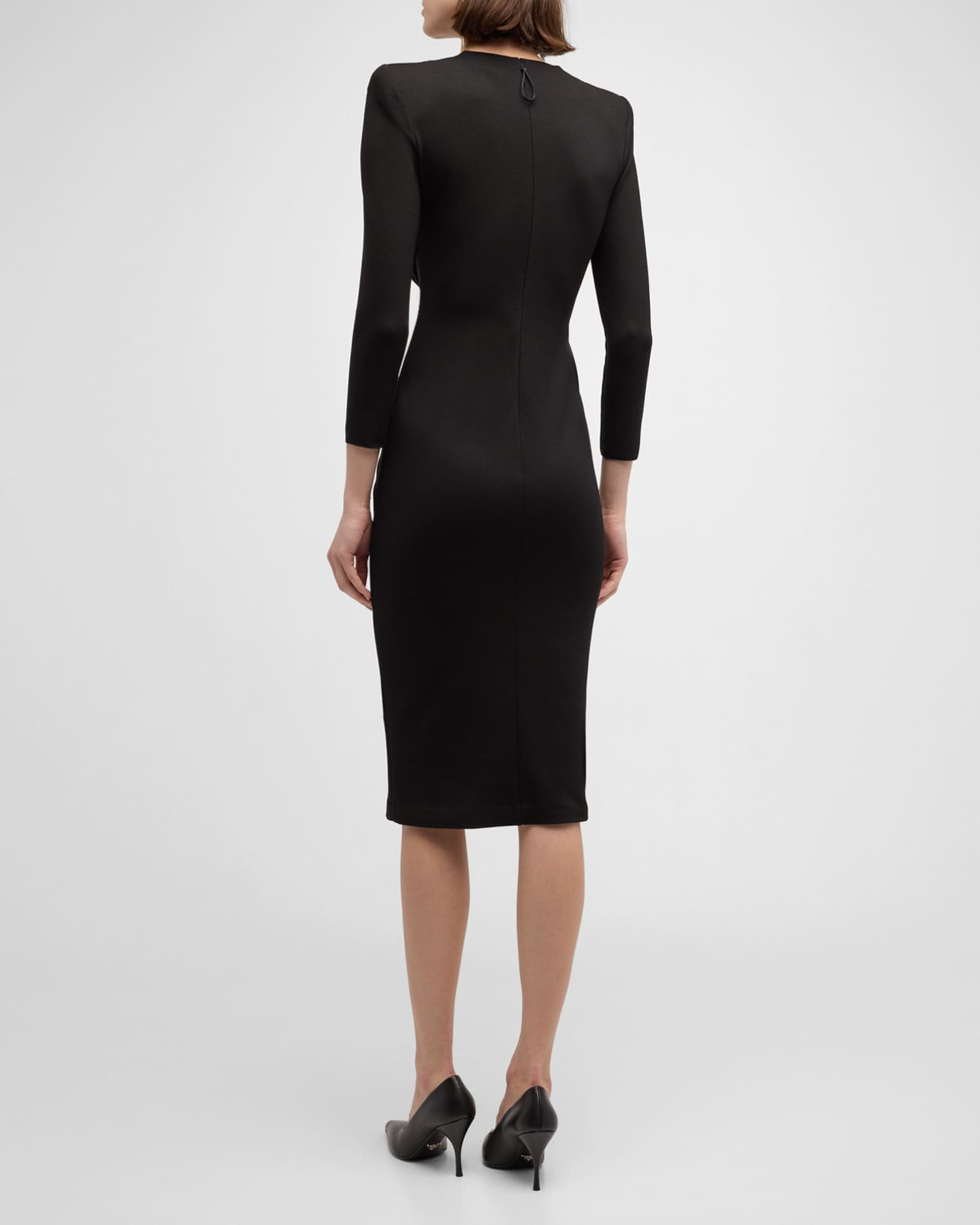 Giorgio Armani Draped Milano Stitch Midi Dress | Neiman Marcus