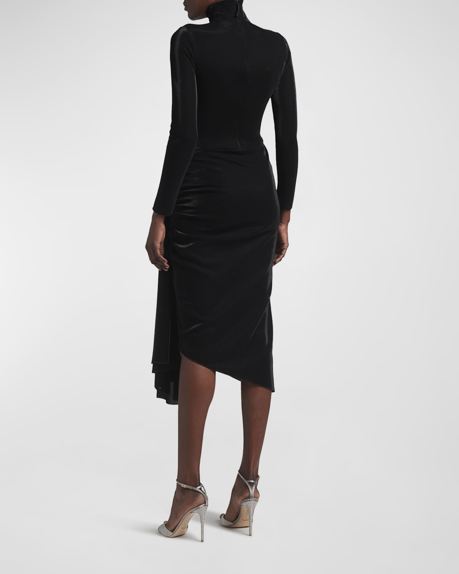 Giorgio Armani Draped Iridescent Jersey Midi Dress | Neiman Marcus