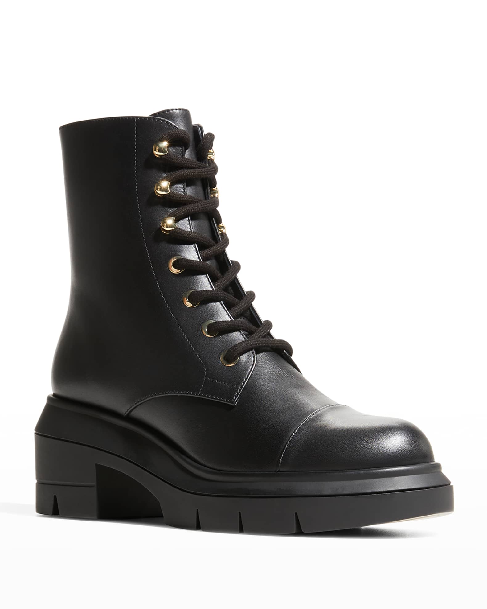 Stuart Weitzman Nisha Leather Combat Booties Neiman Marcus