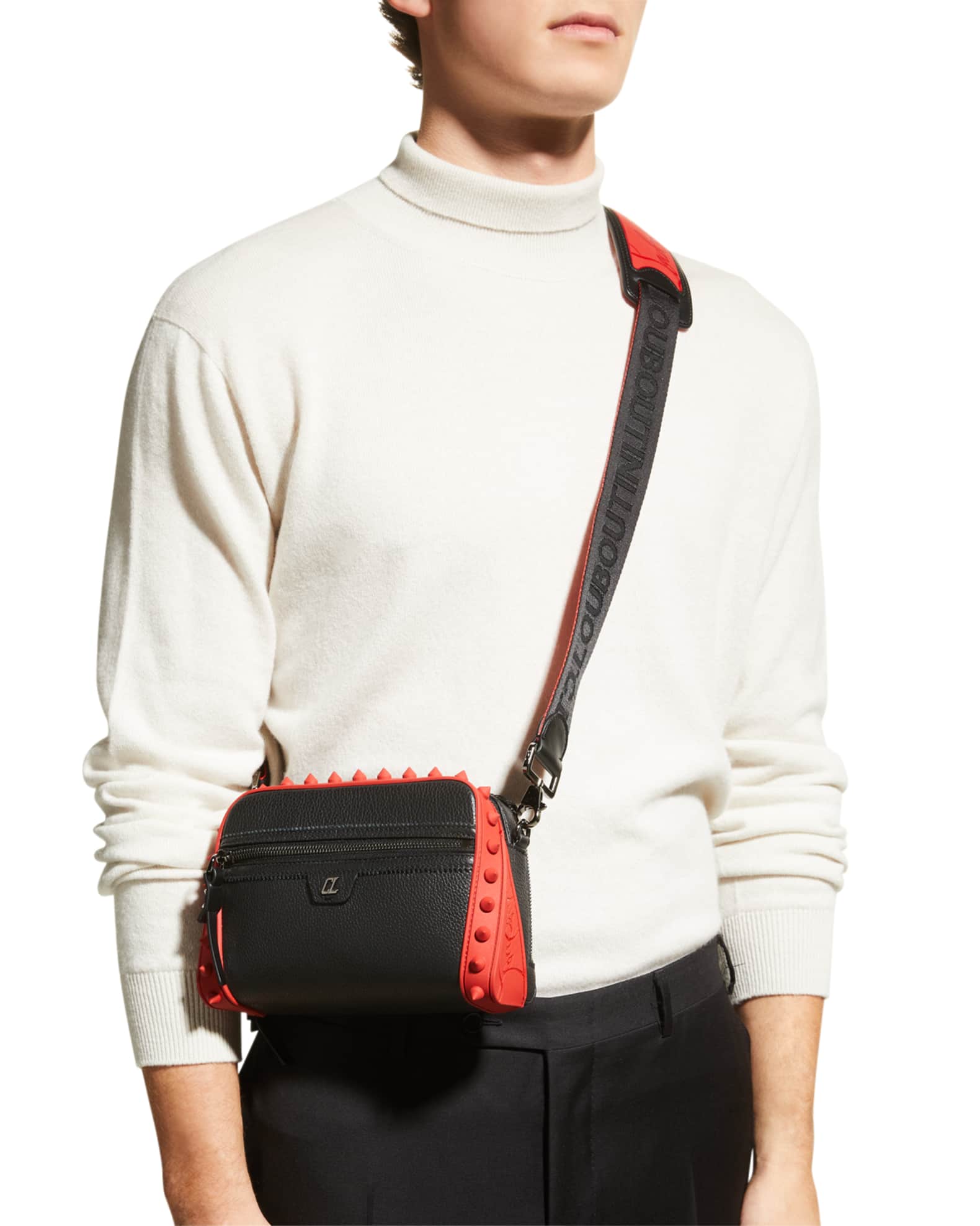 Christian Louboutin Men's Loubitown Spiked Crossbody Bag Neiman Marcus