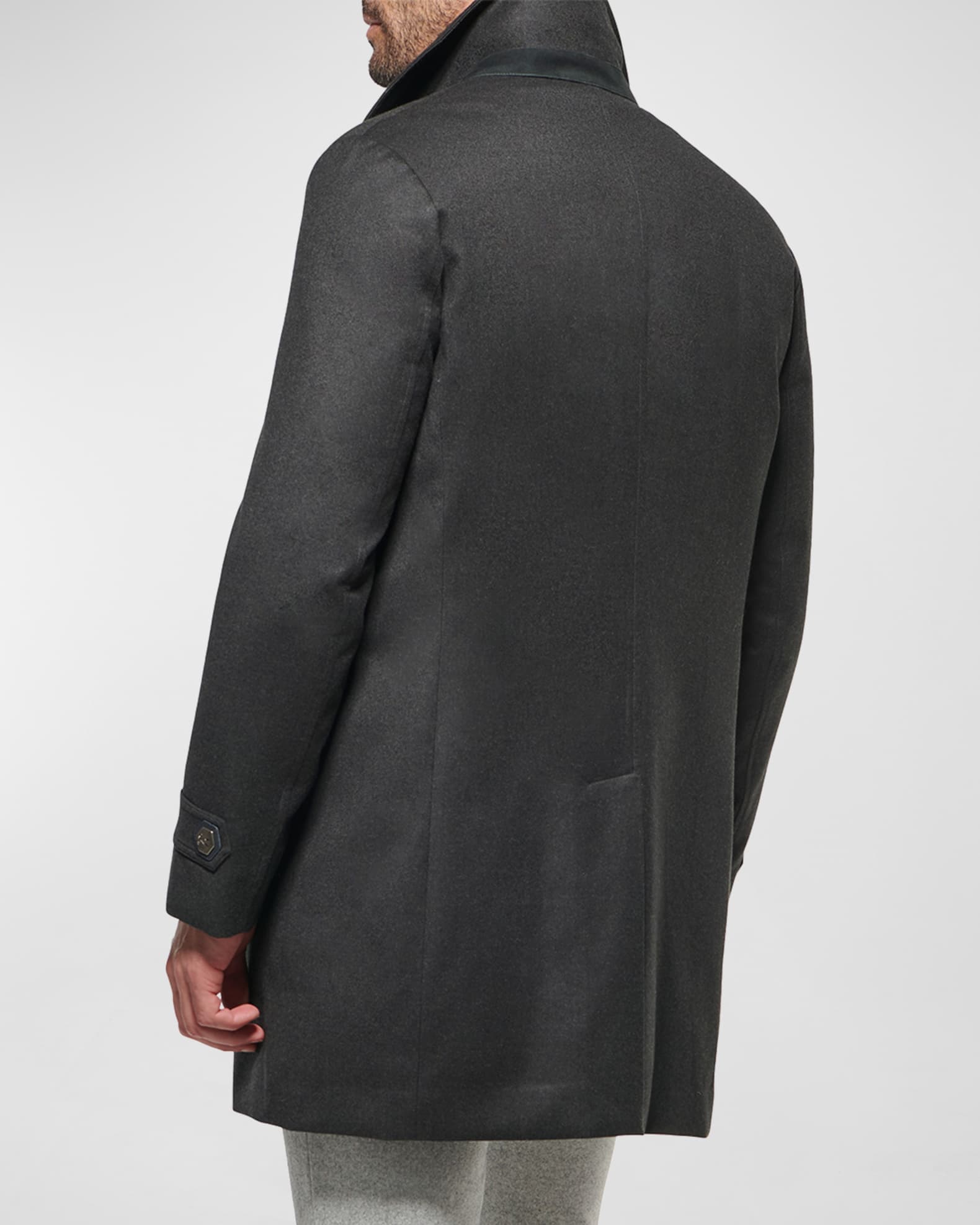 Norwegian Wool Men's Wool-Silk Euro Topcoat | Neiman Marcus