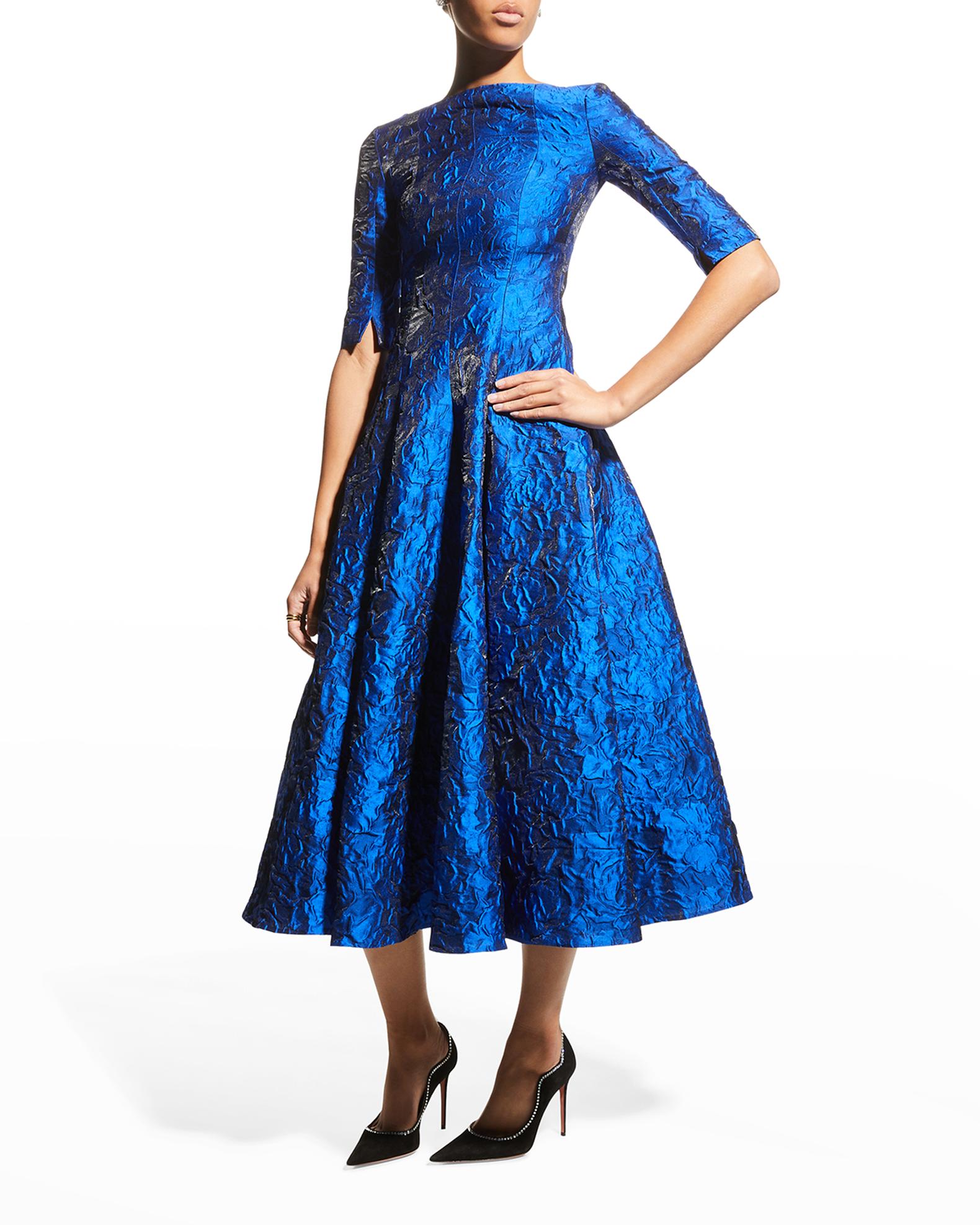 Talbot Runhof Bogna BoatNeck Midi Dress Neiman Marcus