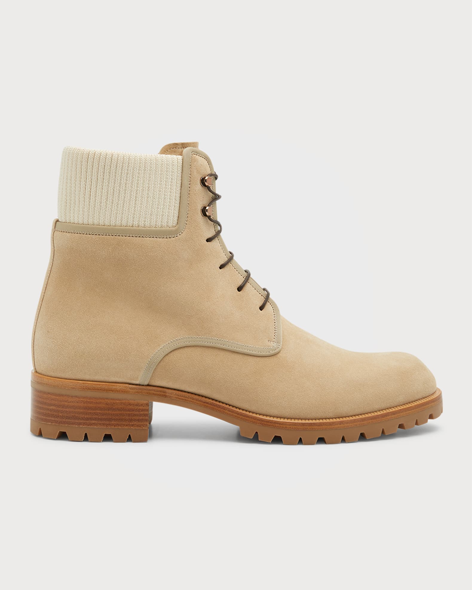 Christian Louboutin Men's Trapman Red Sole Suede Combat Boots Neiman