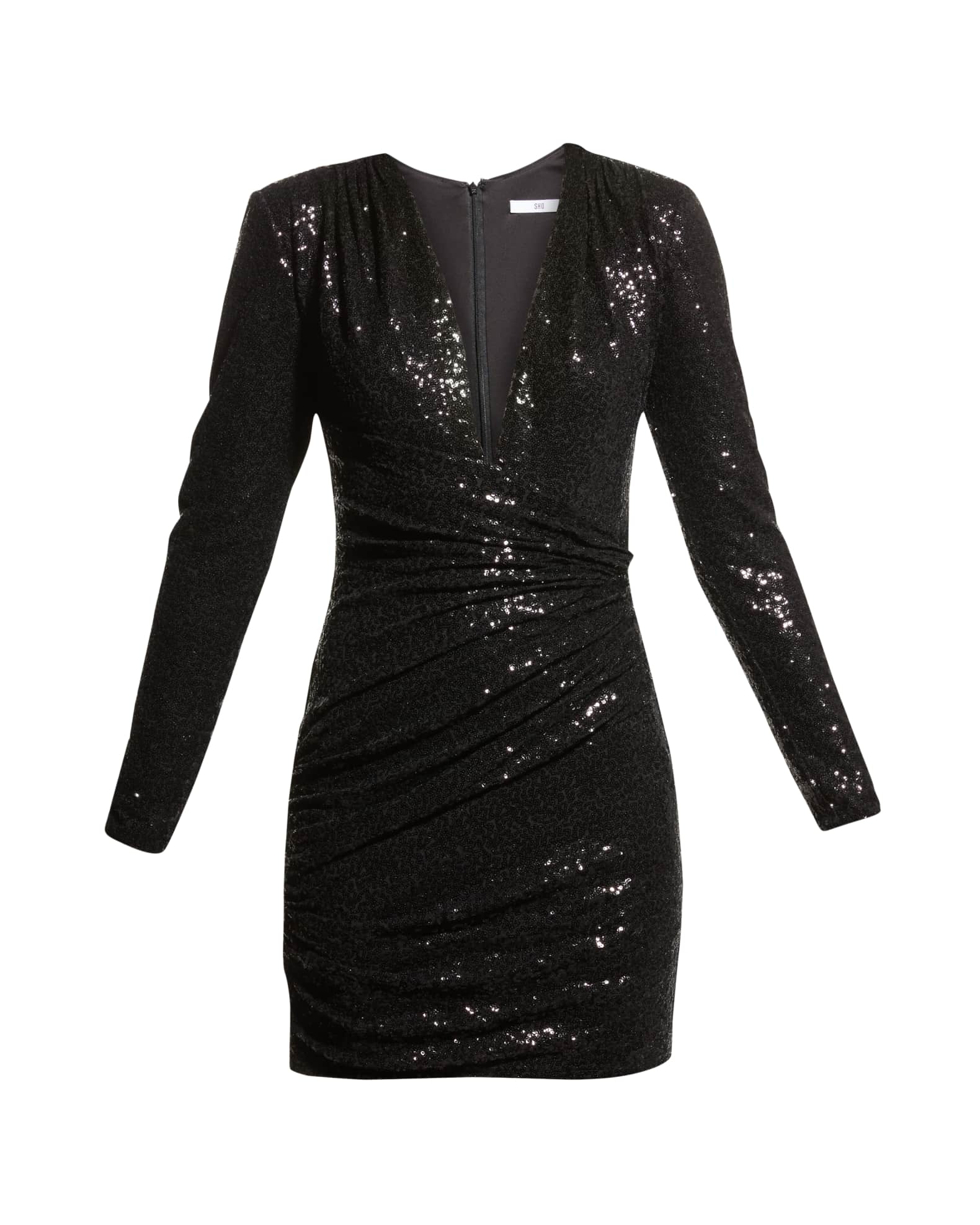 Deep V-Neck Sequin Dress - Black main image 1