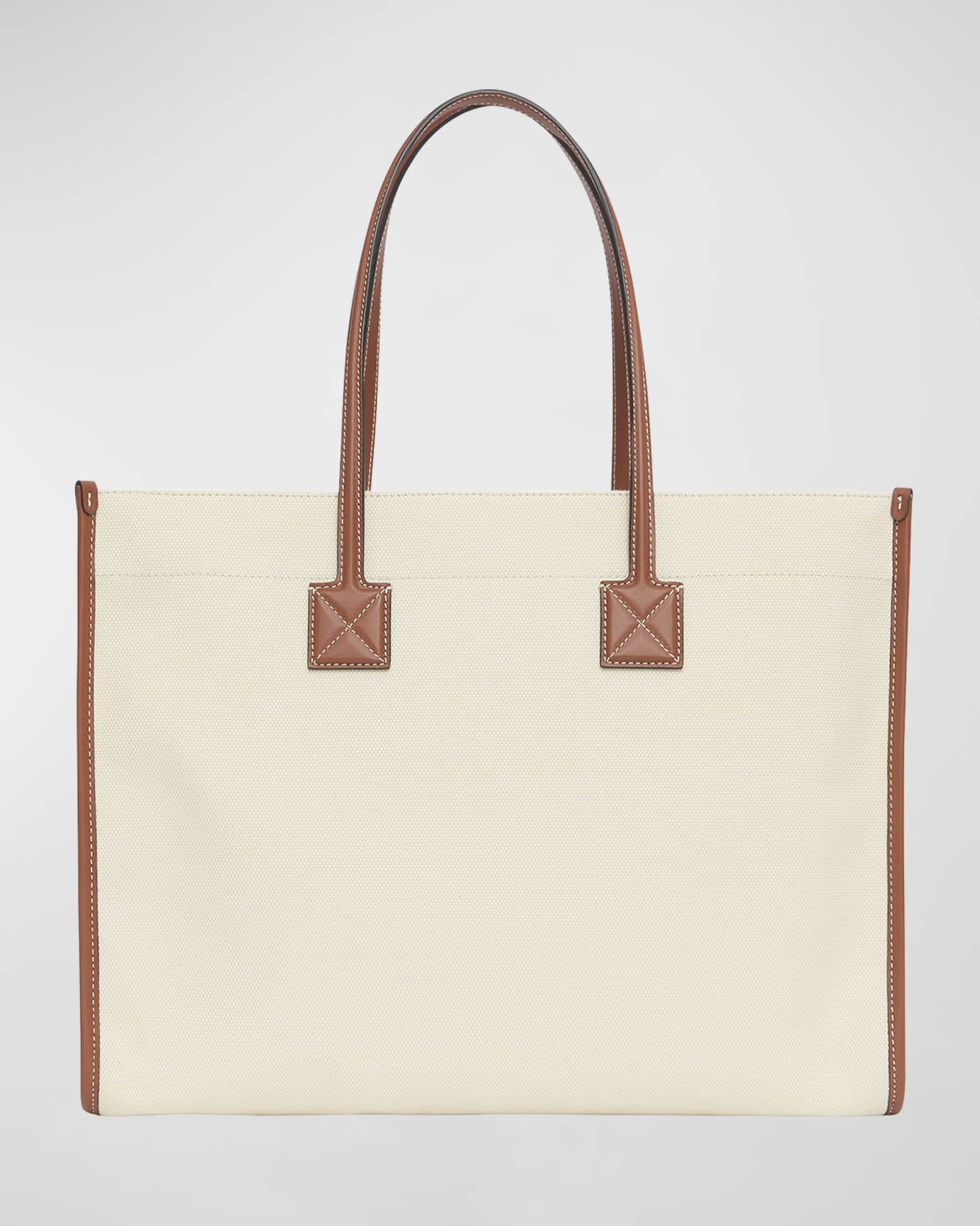 Burberry Smooth Leather & Canvas Pocket East-West Tote Bag | Neiman Marcus