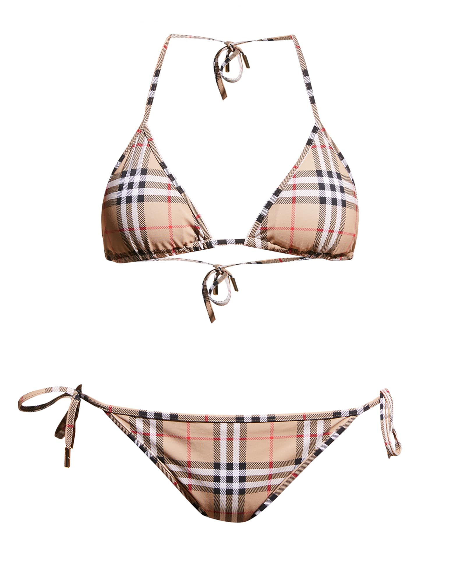 Burberry Cobb Vintage Check Triangle Bikini | Neiman Marcus