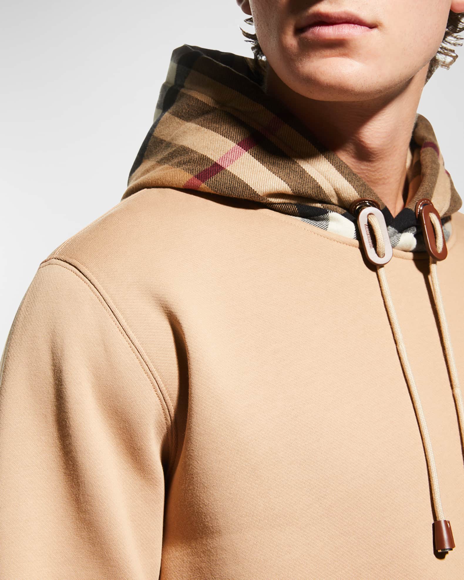 Burberry Men s Check Hood Pullover Sweatshirt Neiman Marcus