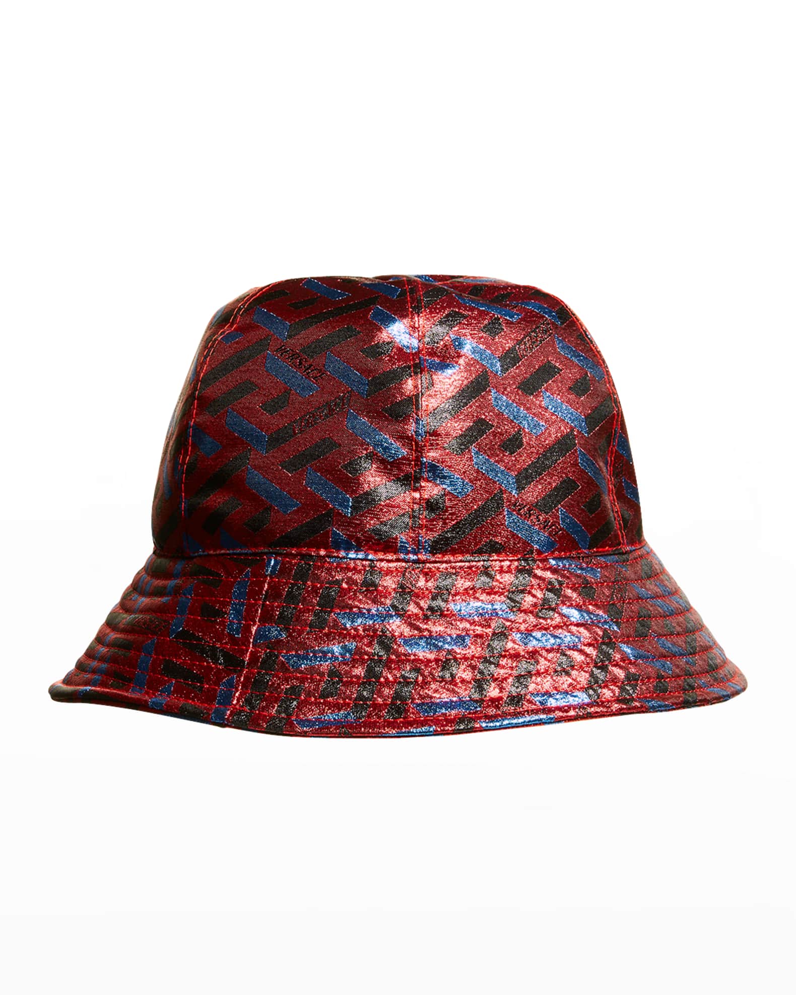 Versace Men's Monogram Lurex Bucket Hat Neiman Marcus