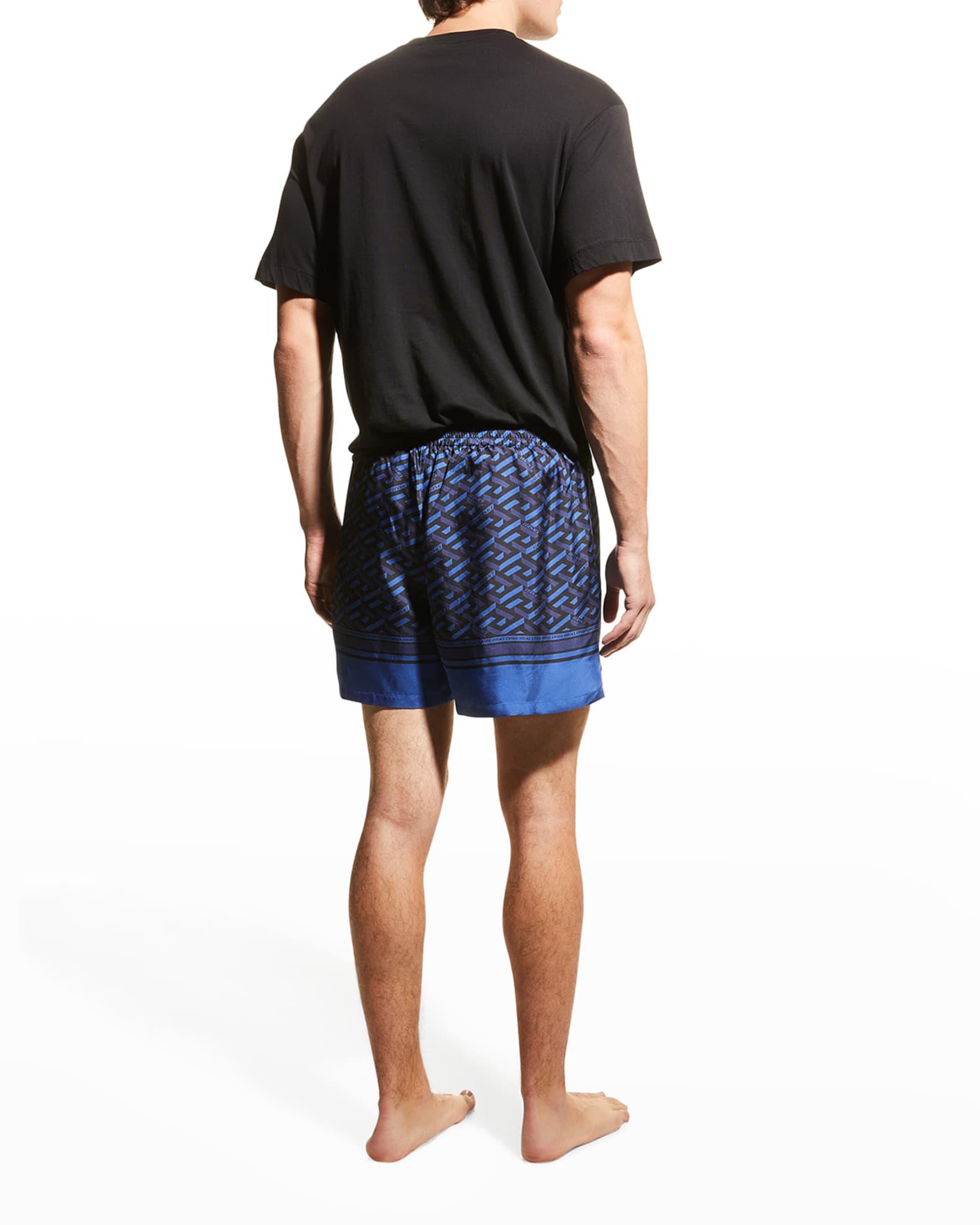 Versace Men's Greca Silk Pajama Shorts | Neiman Marcus