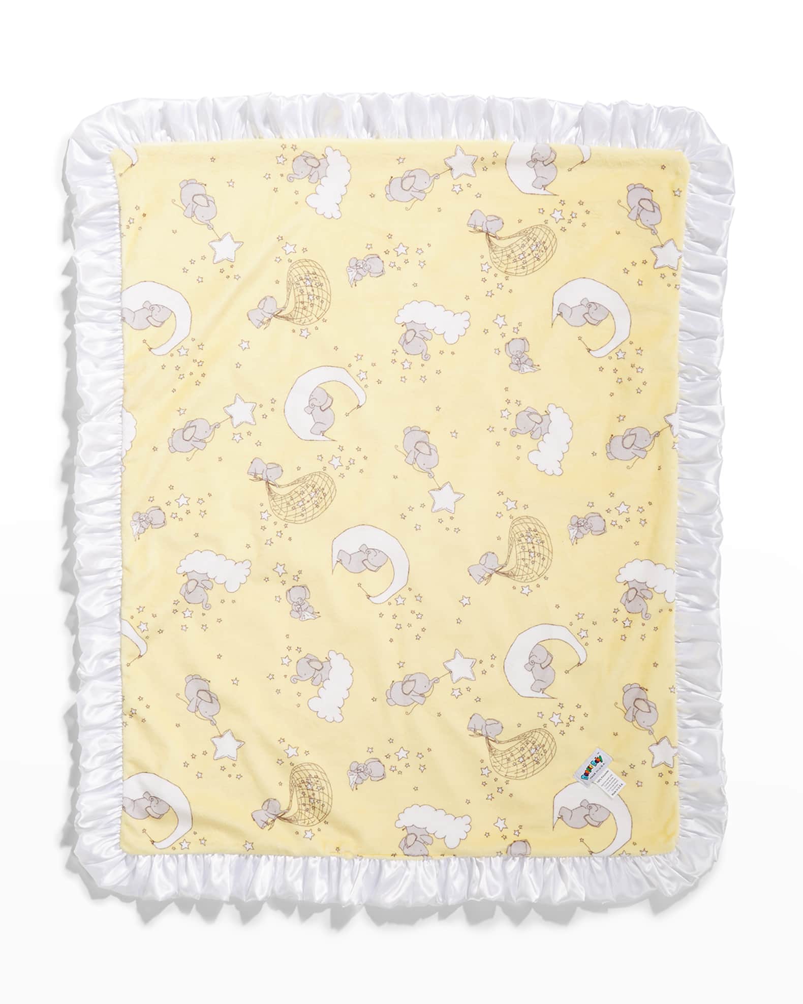 Elephant and Star Baby Blanket w/ Contrast Trim 1