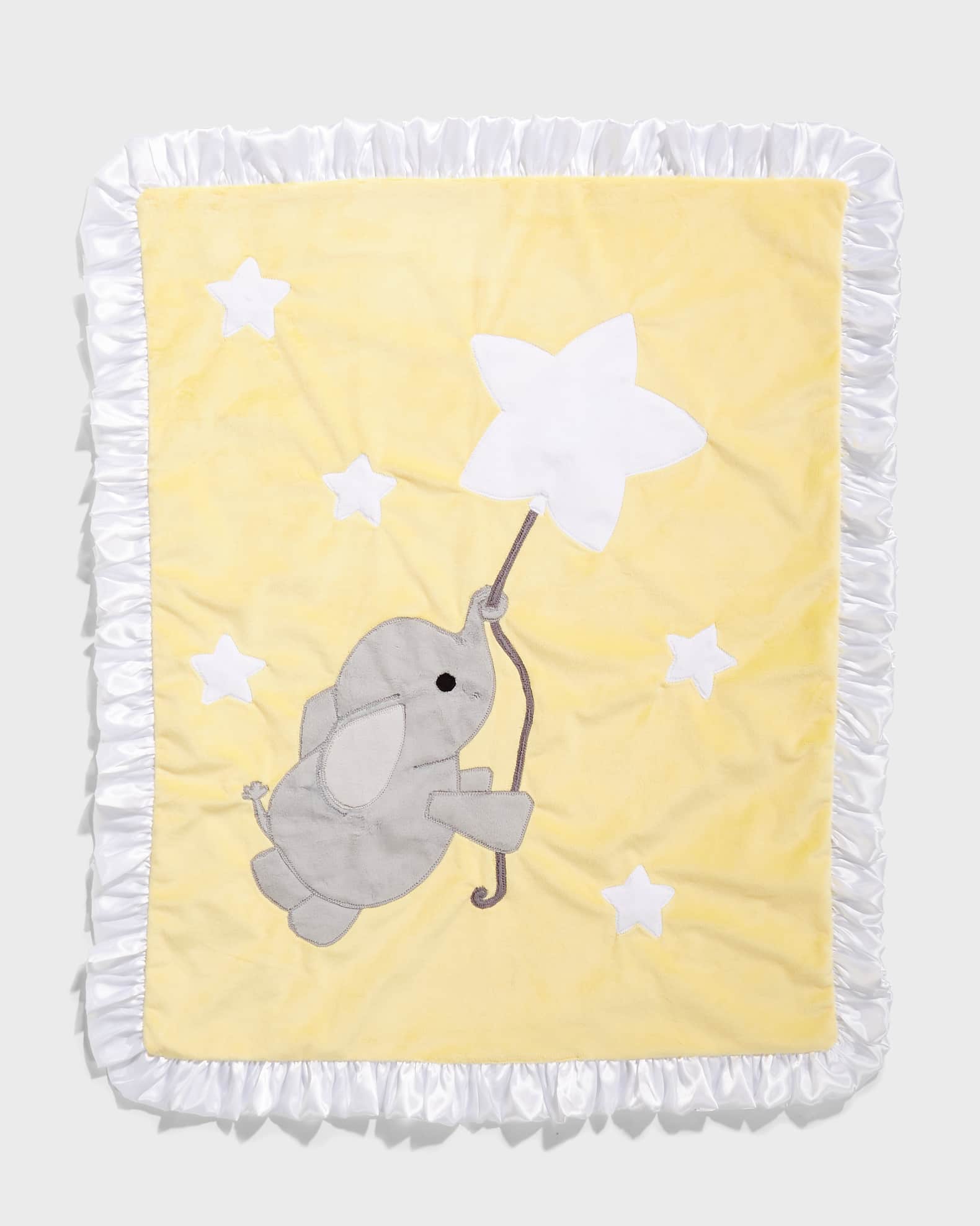 Elephant and Star Baby Blanket w/ Contrast Trim 0
