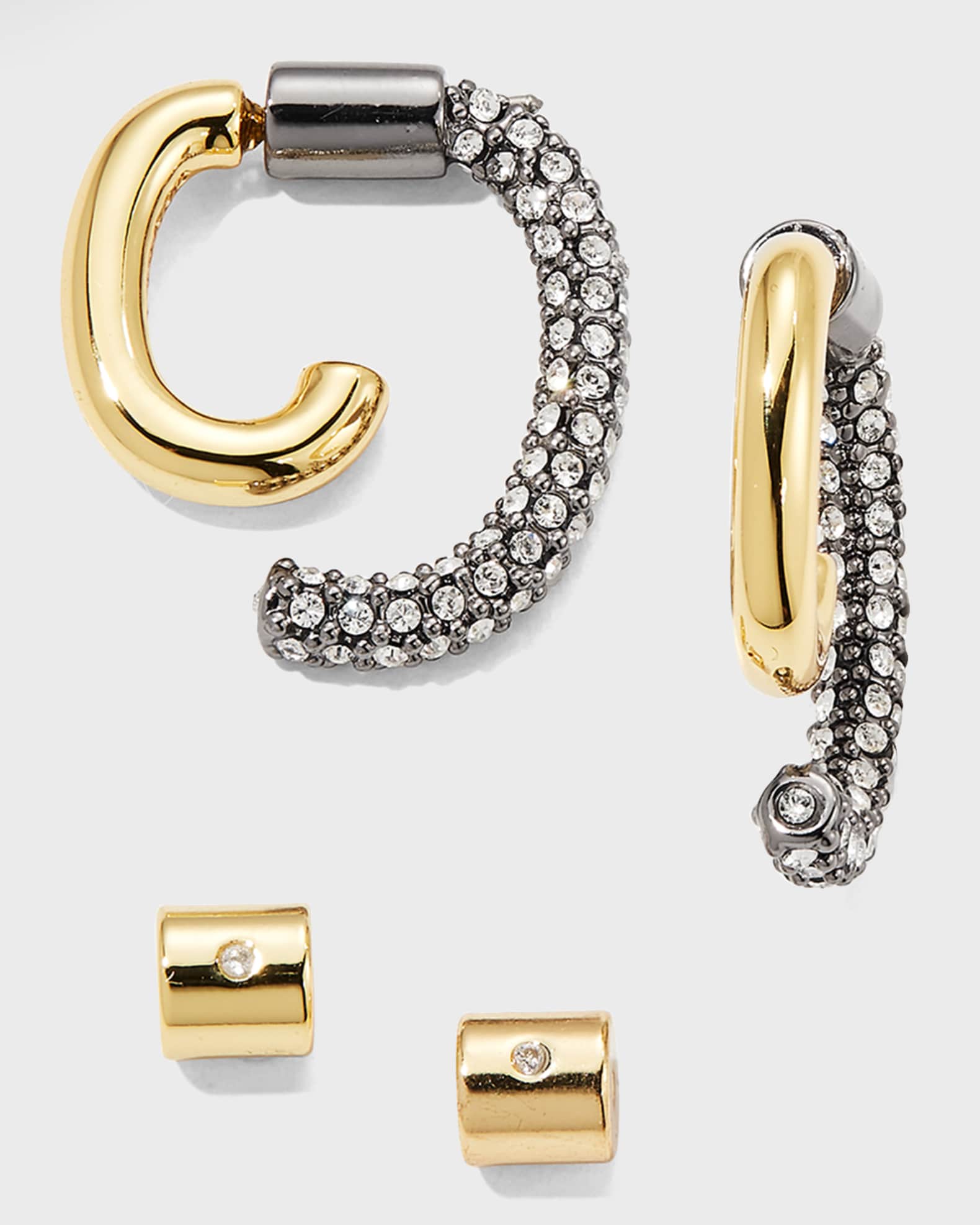 Mini Pave Luna Earrings in Shiny Gold and Crystals 0