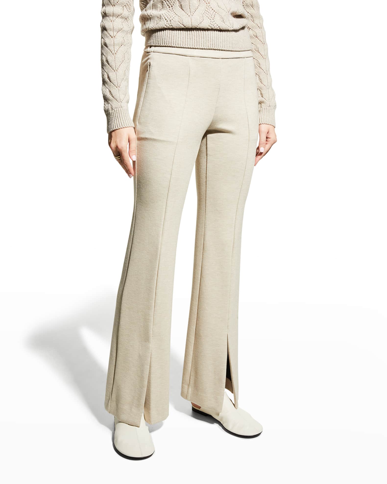 Demitria Flare-Leg Double-Knit Vented Pants 0