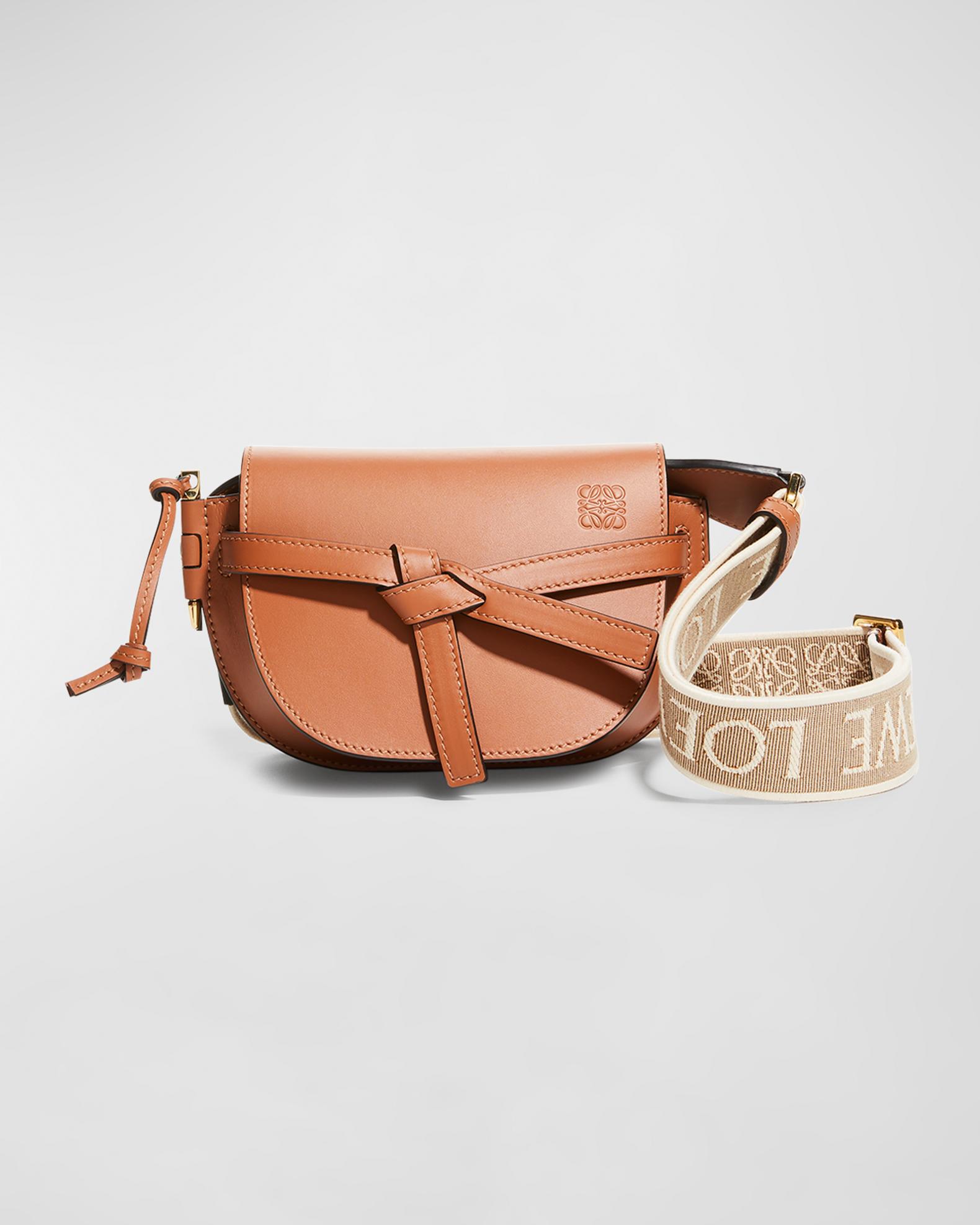 Loewe Gate Dual Mini Crossbody Bag in Leather with Jacquard Strap ...