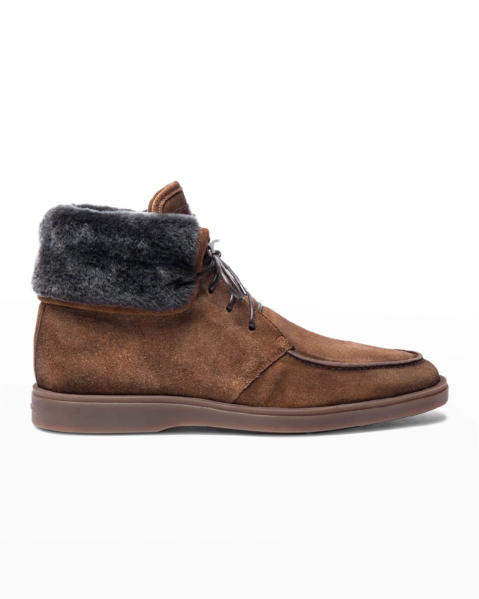 Santoni Men's Dethrone Shearling-Lined Ankle Boots | Neiman Marcus
