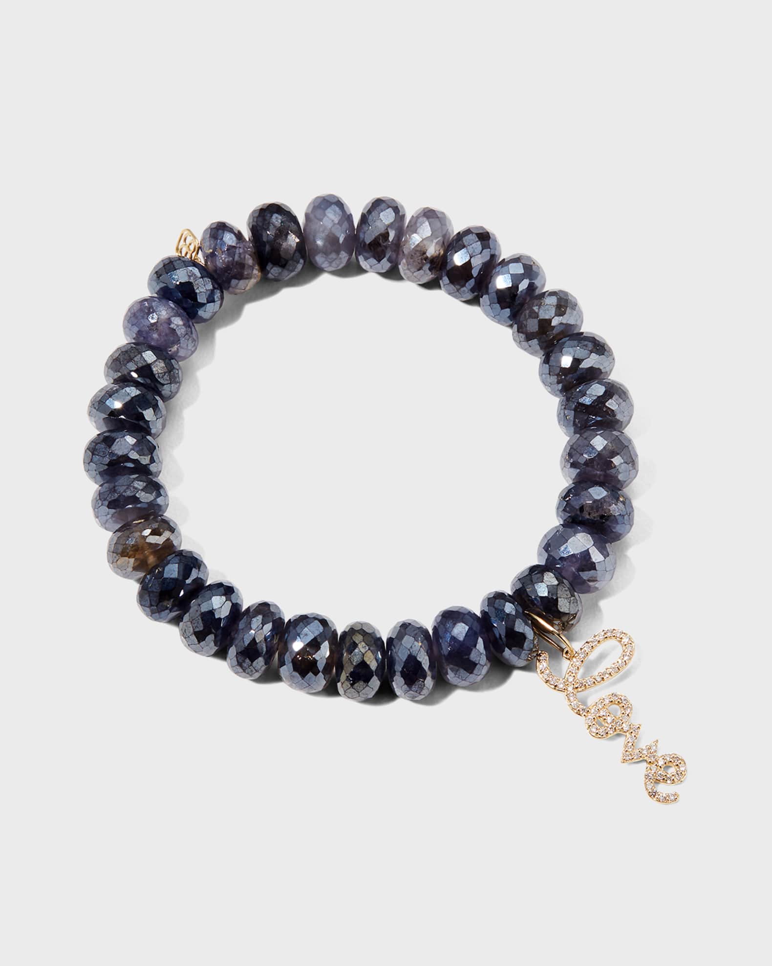 Sydney Evan Medium Love Script on 10mm Iolite Bracelet