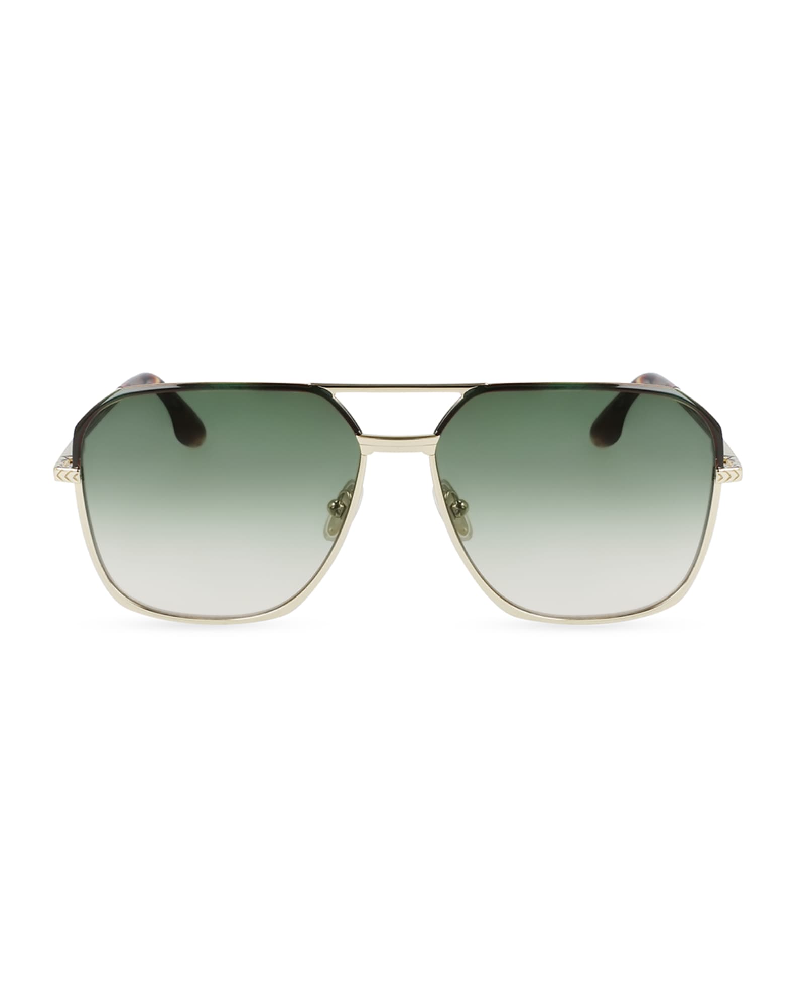 Gradient Metal Navigator Sunglasses w/ Chevron-Trim 1