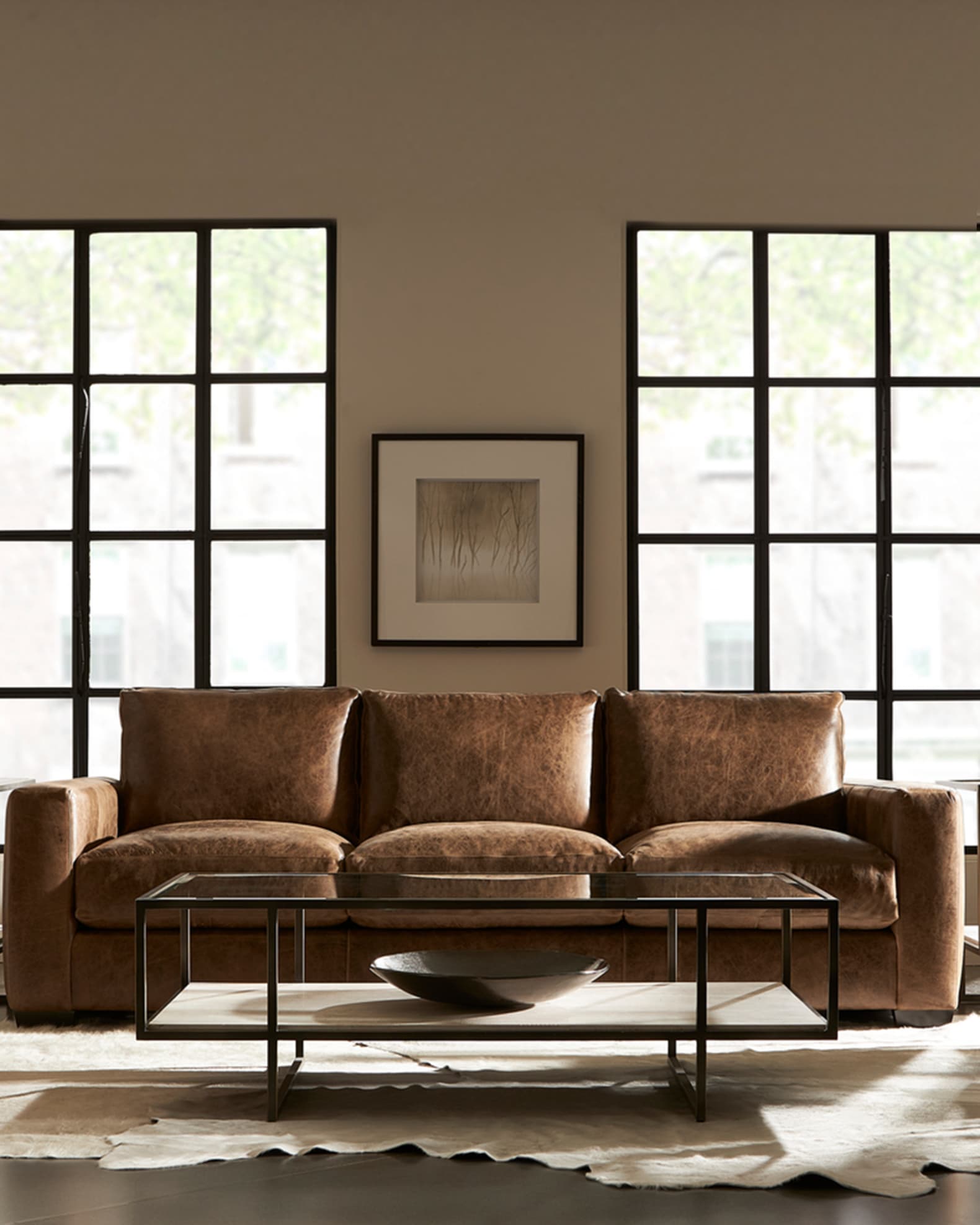 Bernhardt Dawkins 94" Leather Sofa Neiman Marcus