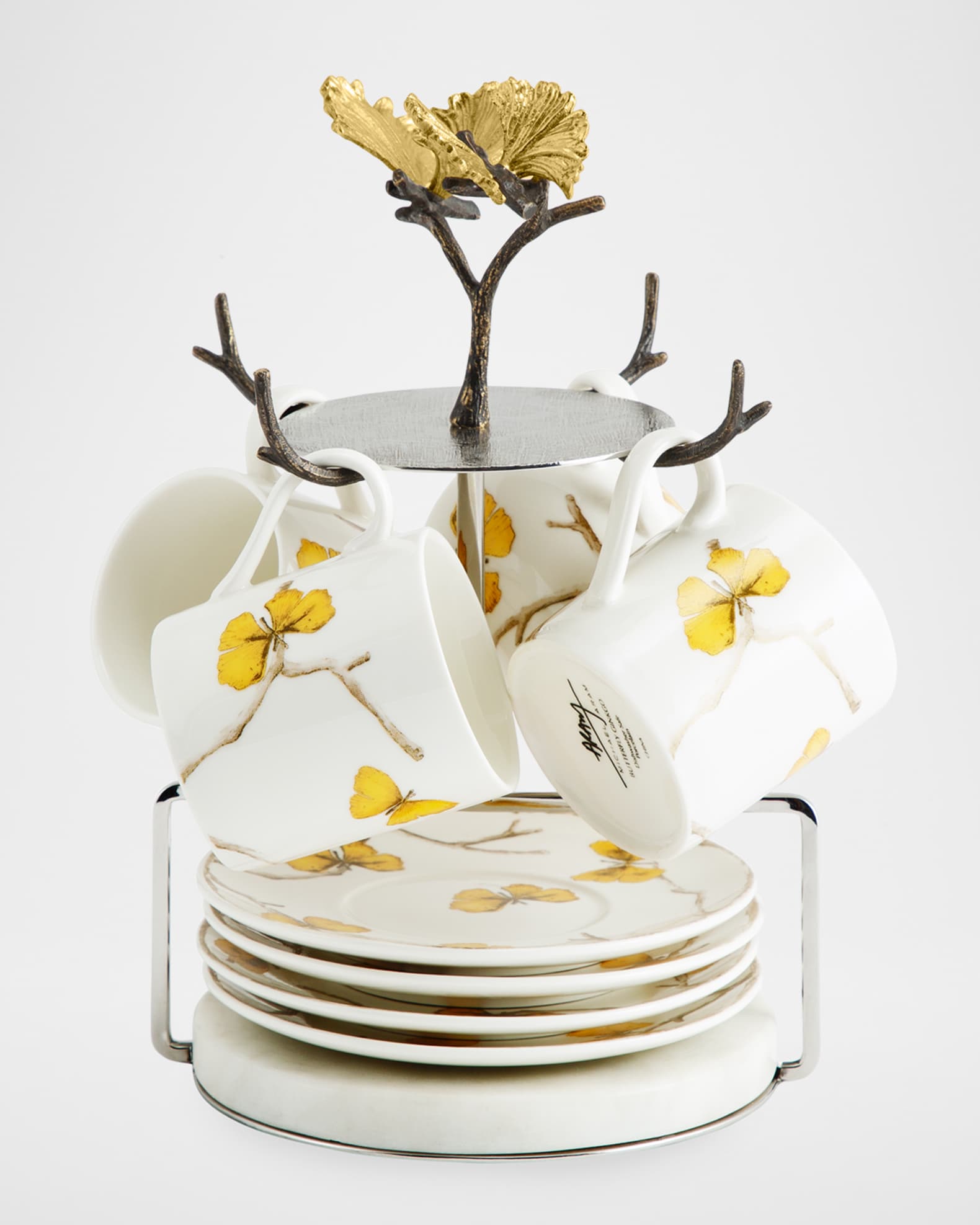 Butterfly Ginkgo Demitasse Set with Stand 1