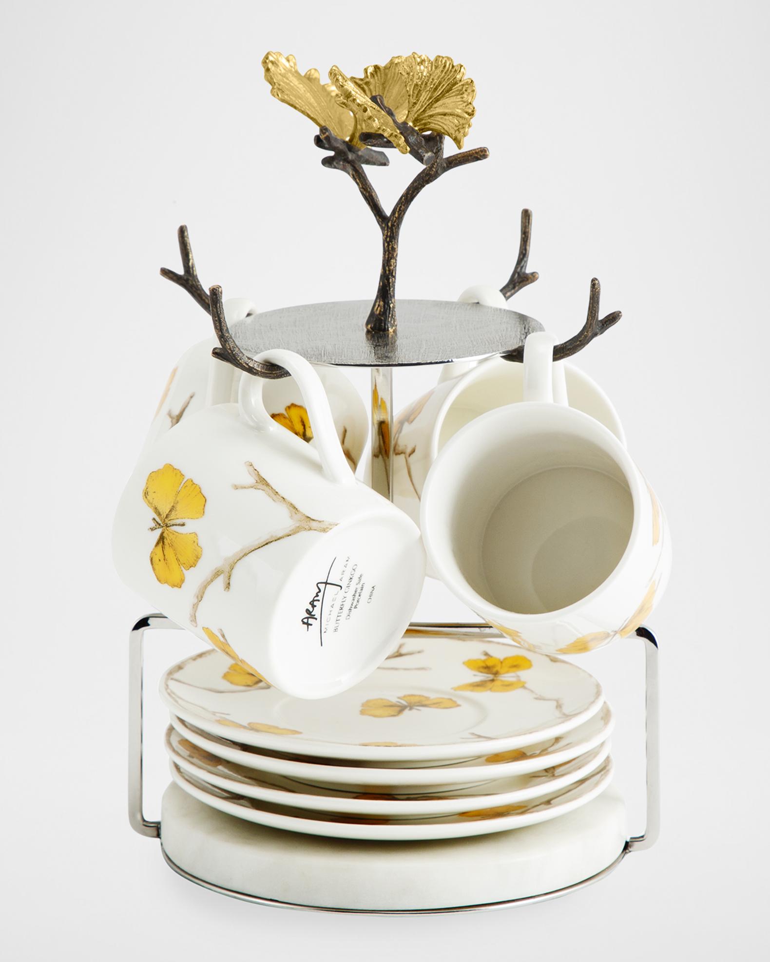Michael Aram Butterfly Ginkgo Demitasse Set with Stand | Neiman Marcus