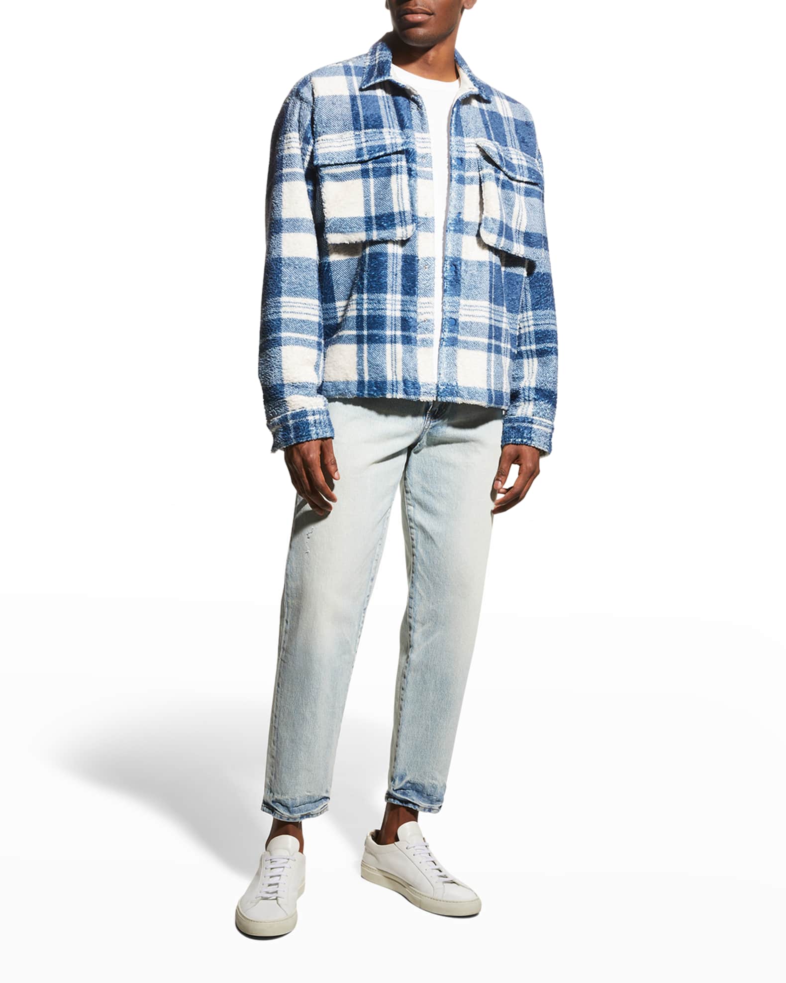 Stampd Men's Cropped Plaid Sherpa Overshirt | Neiman Marcus