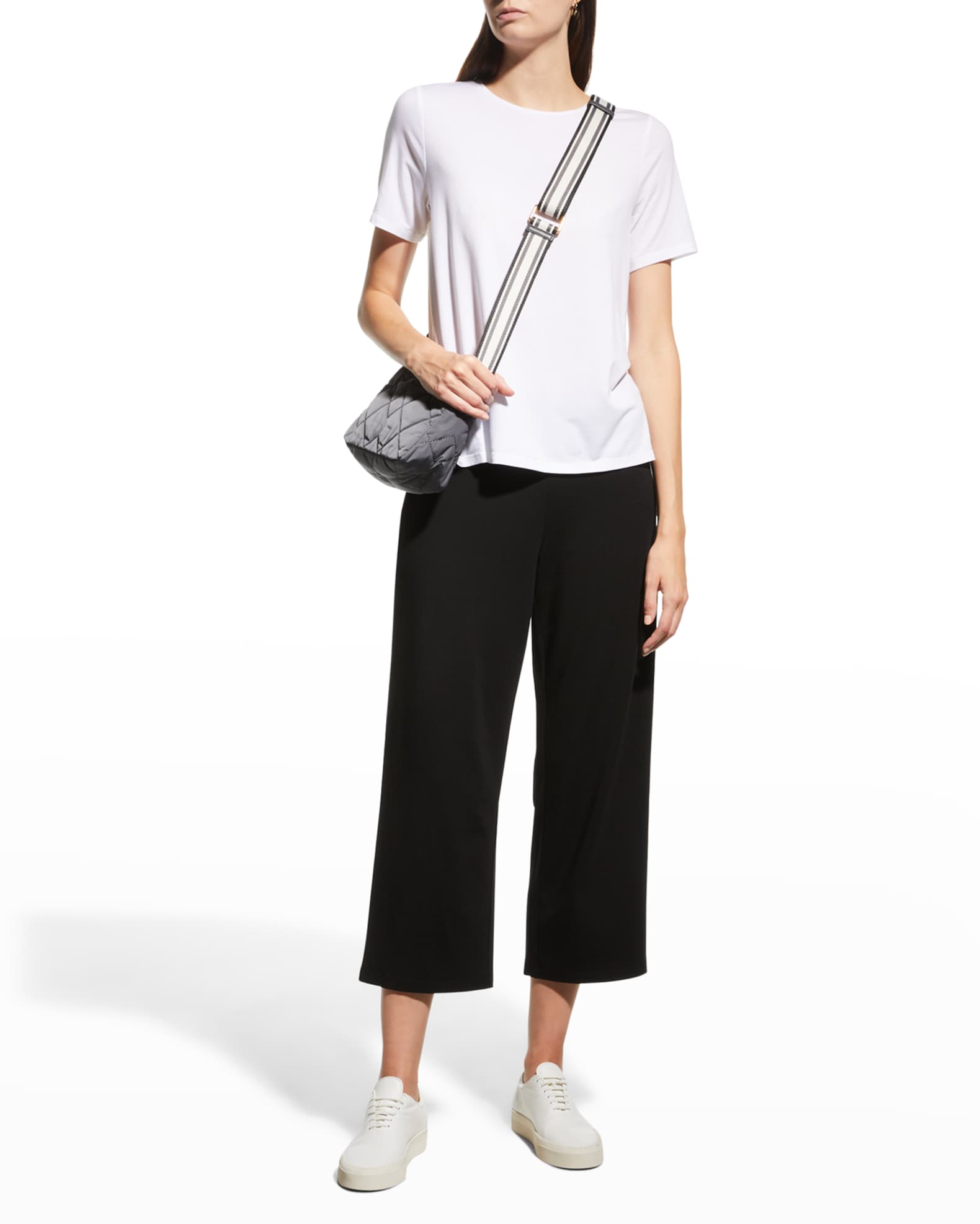 Crewneck Short-Sleeve Stretch Jersey Top 1