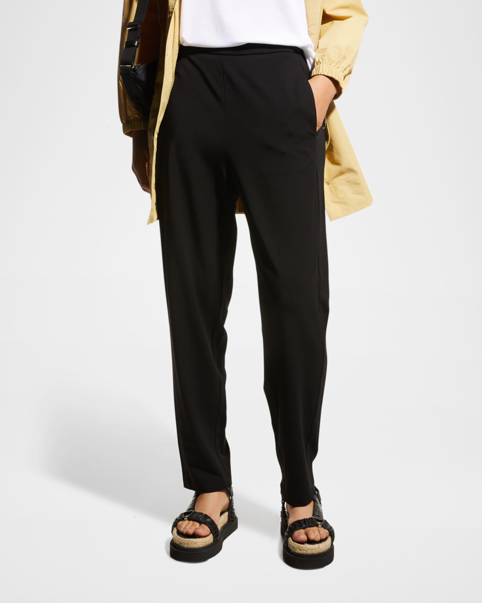 Eileen Fisher Stretch Jersey Slouch Ankle Pant in Black