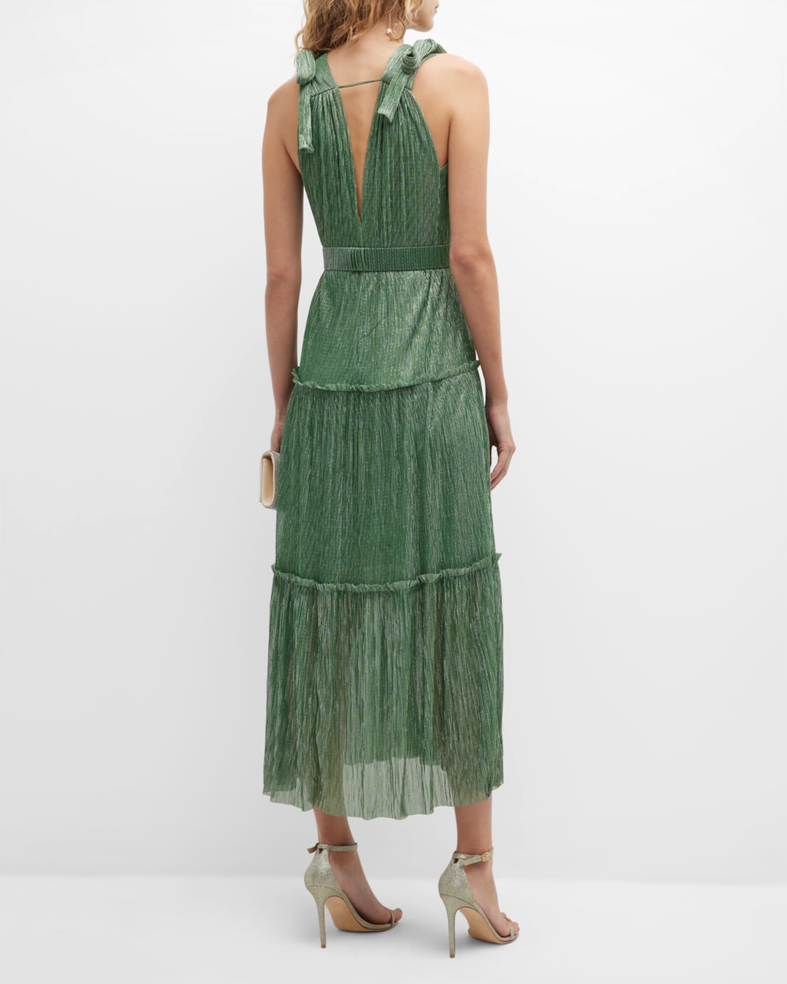 Sabina Musayev Helena Long Pleated Shimmer Dress | Neiman Marcus
