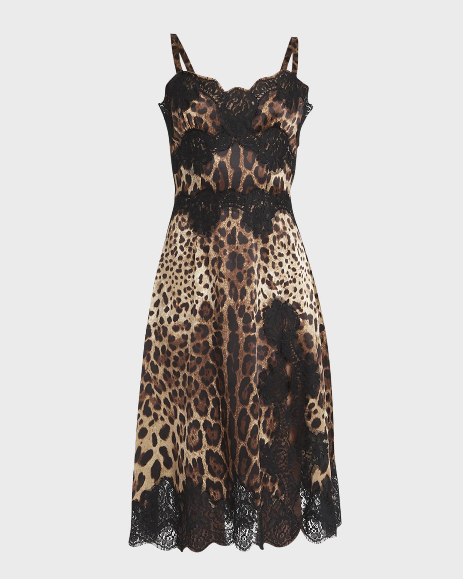 Dolce & Gabbana レオパード Dress Dolce&Gabbana Leopard-Print Satin Slip Dress | Neiman Marcus