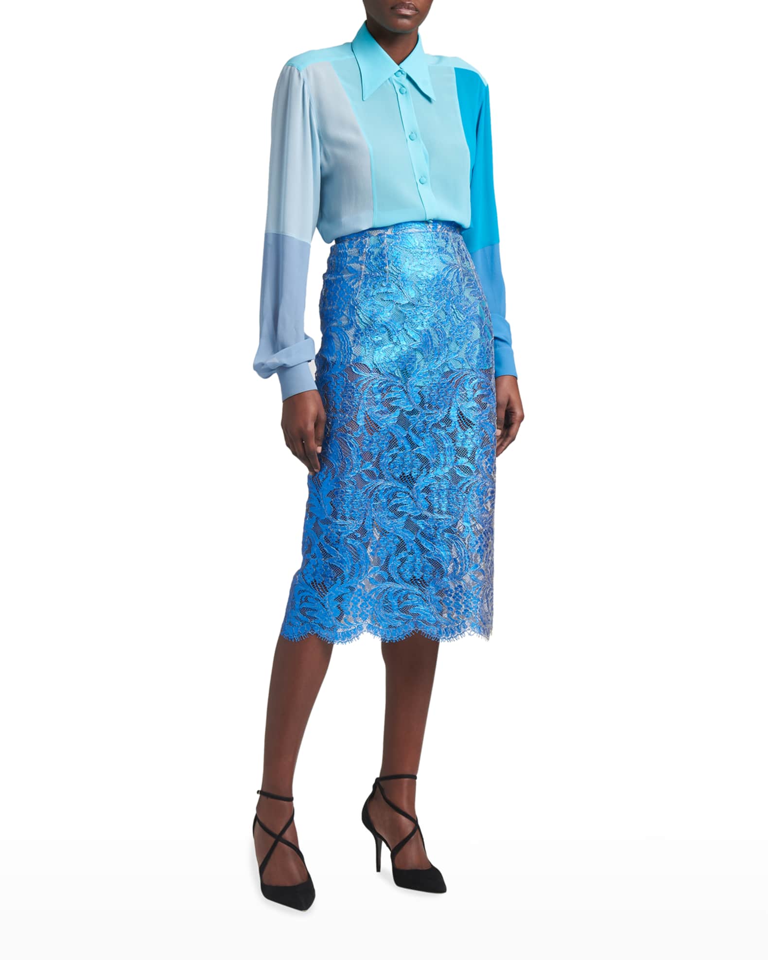 neimanmarcus.com | Dolce&GabbanaMulti-Color Paneled Chiffon Shirt
