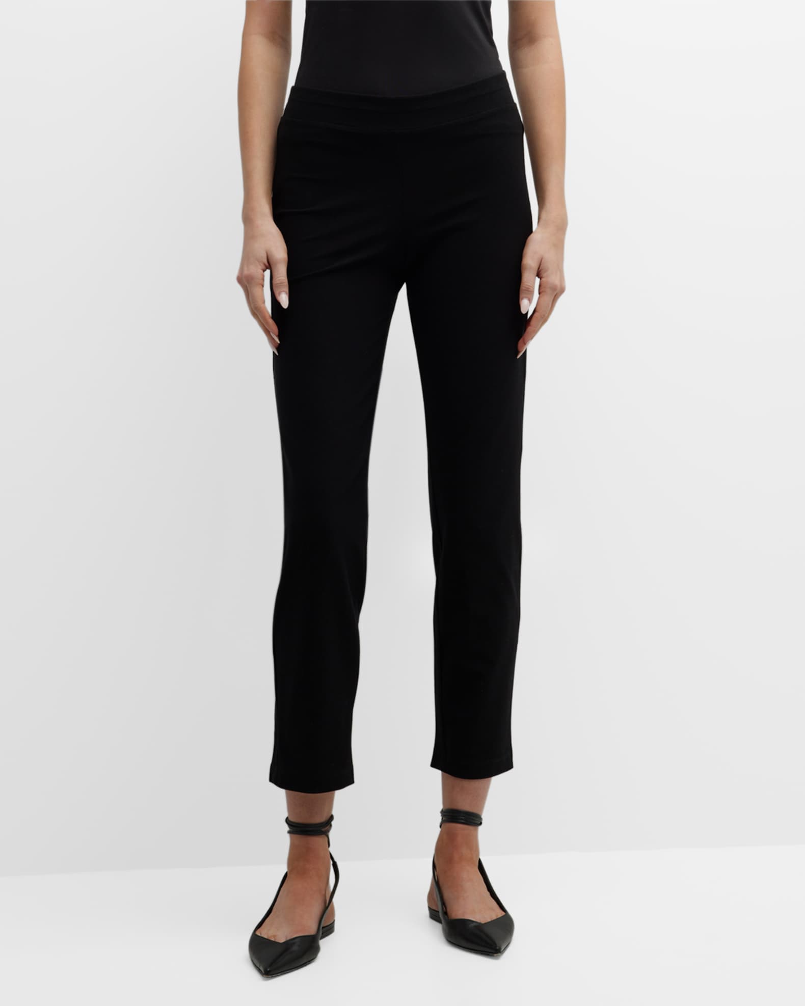 Washable Stretch Crepe Slim Ankle Pants 1
