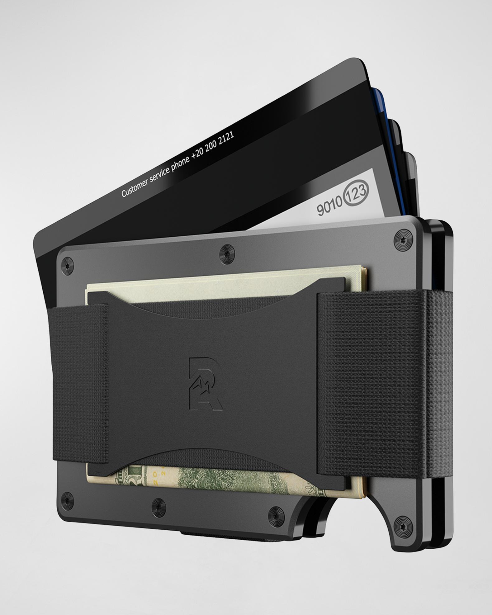 The Ridge Men's RFID Cash Strap Metal Wallet, Gunmetal Titanium ...