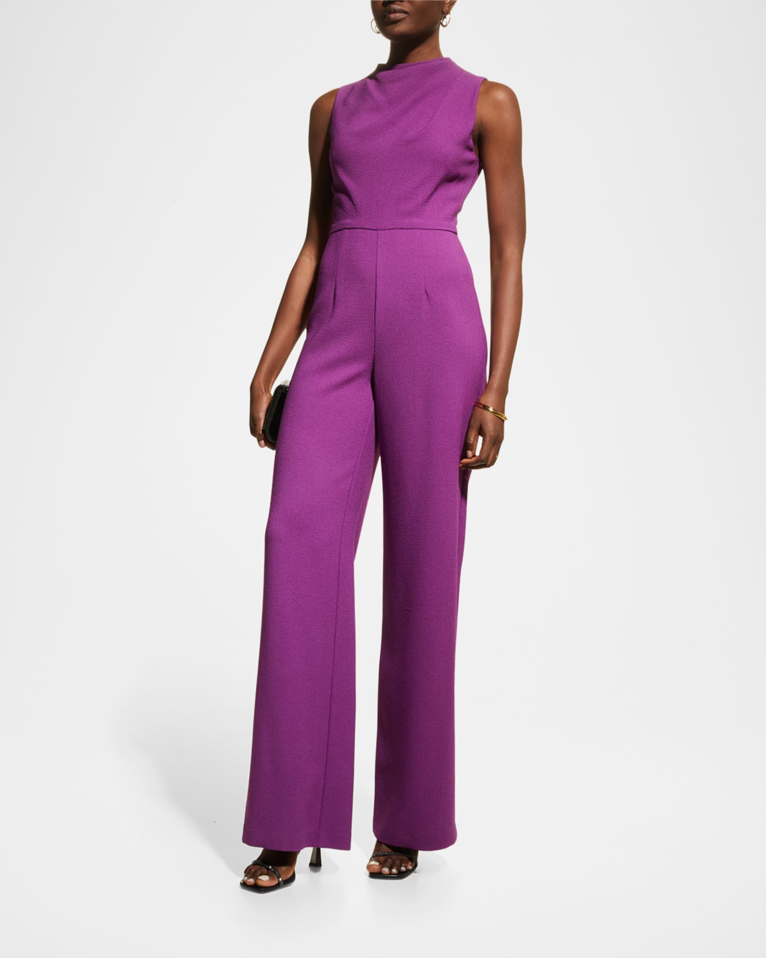 Corrine High-Neck Sleeveless Jumpsuit Neiman Marcus