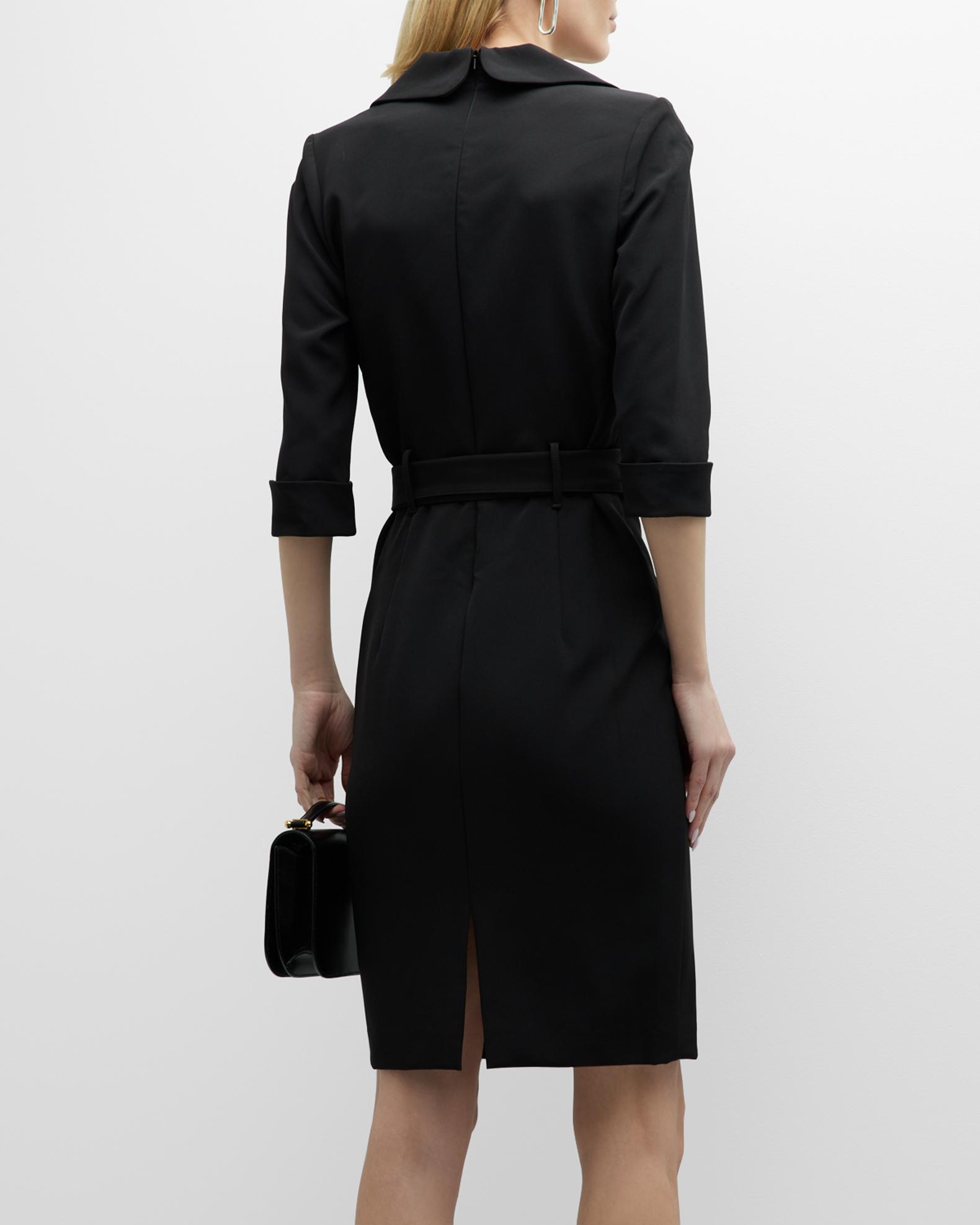 Black Halo Women's Brett Sheath Dress – Mini With Draped Wrap Skirt, Made In USA Sheath Mini Dress With Wrap Skirt