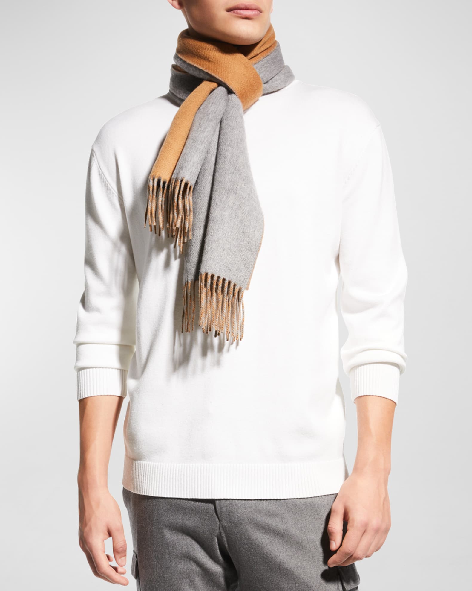 Men's Double-Face Cashmere Scarf Neiman Marcus