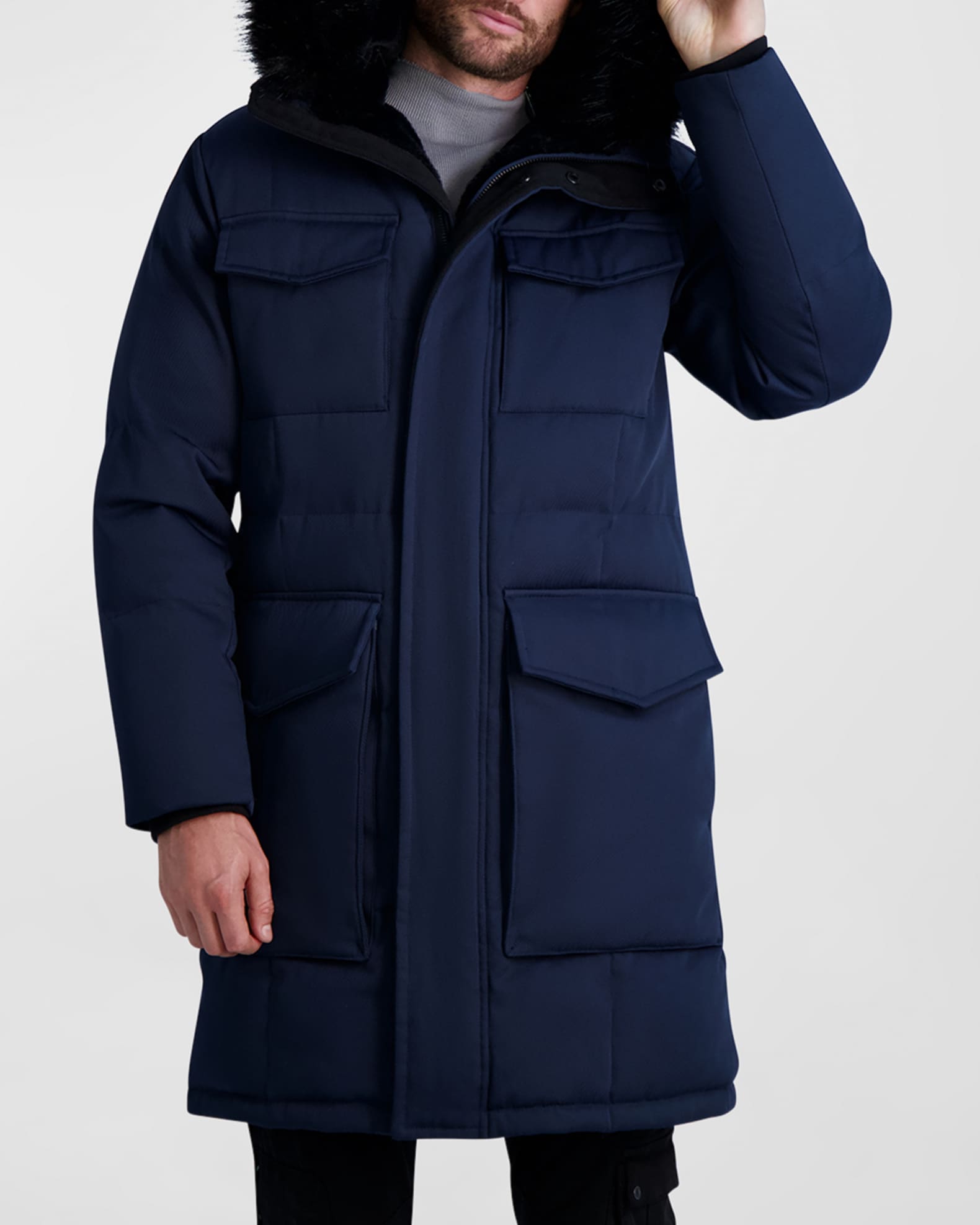 Faux fur lined deals parka mens
