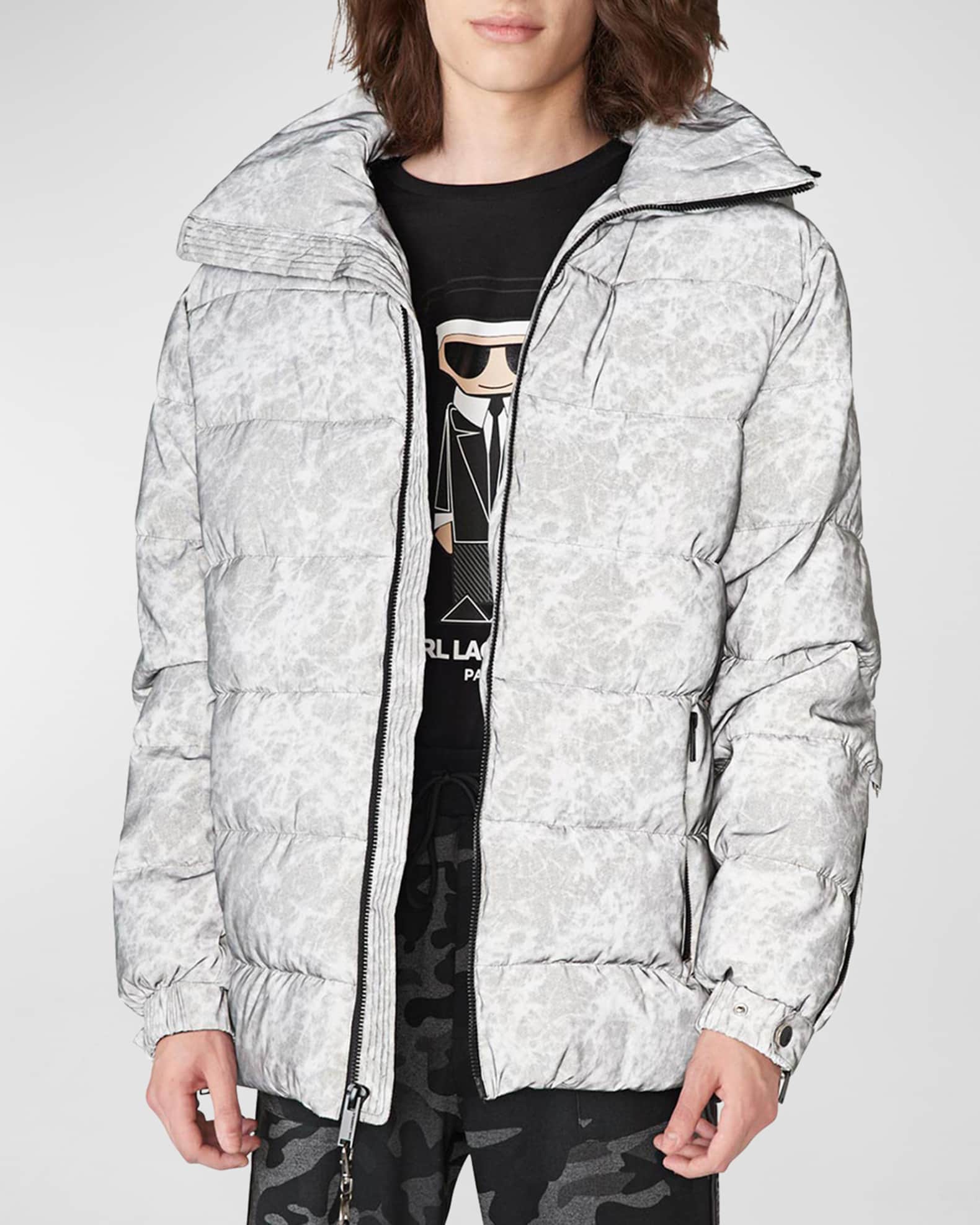 Reflective puffer coat hotsell mens