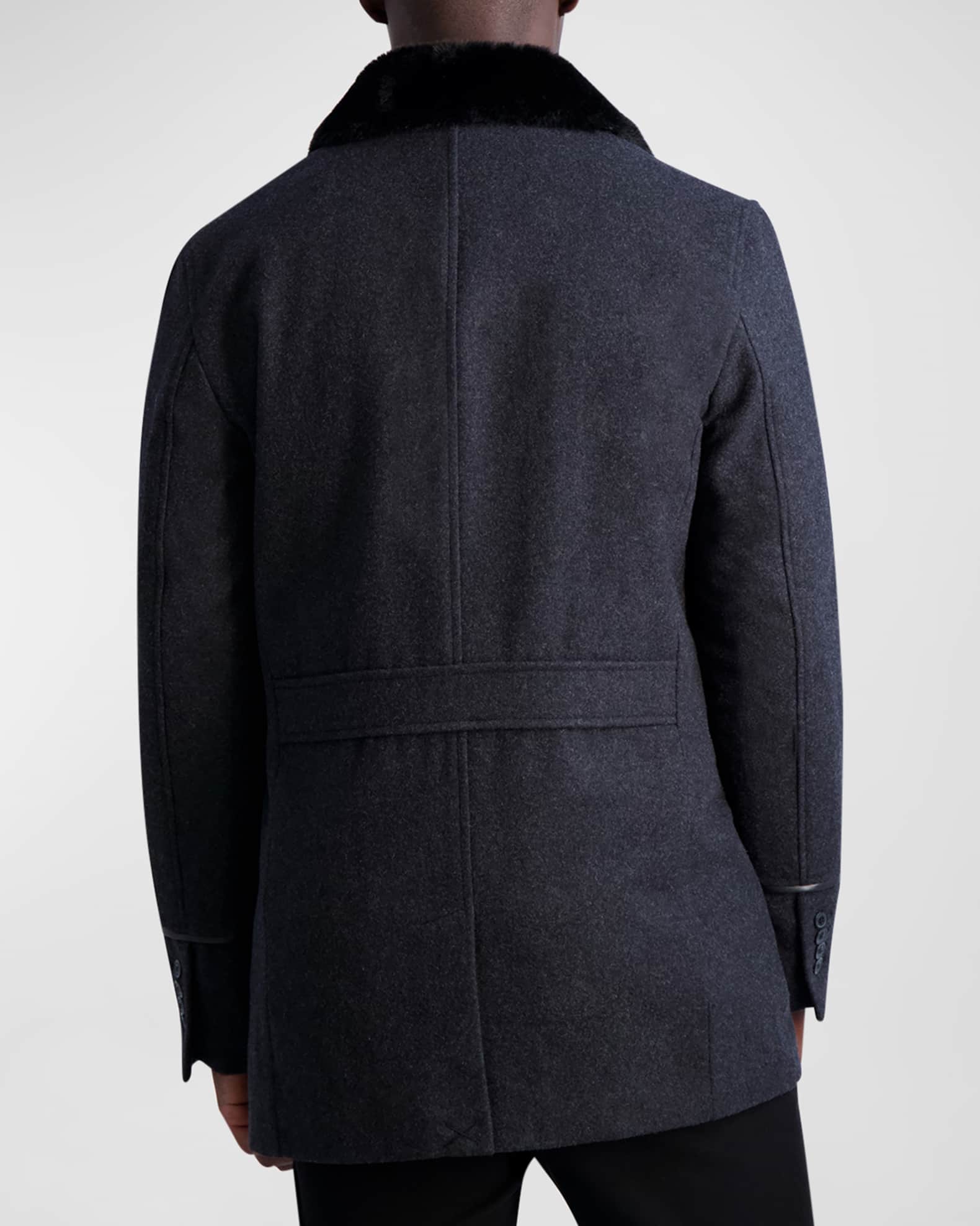 Faux fur pea coat mens discount