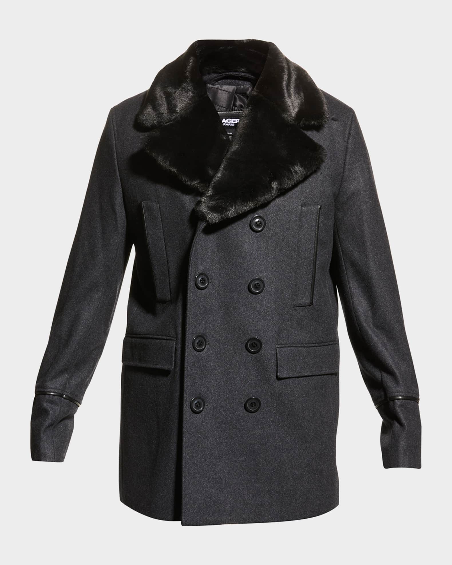 Fur collar deals peacoat mens