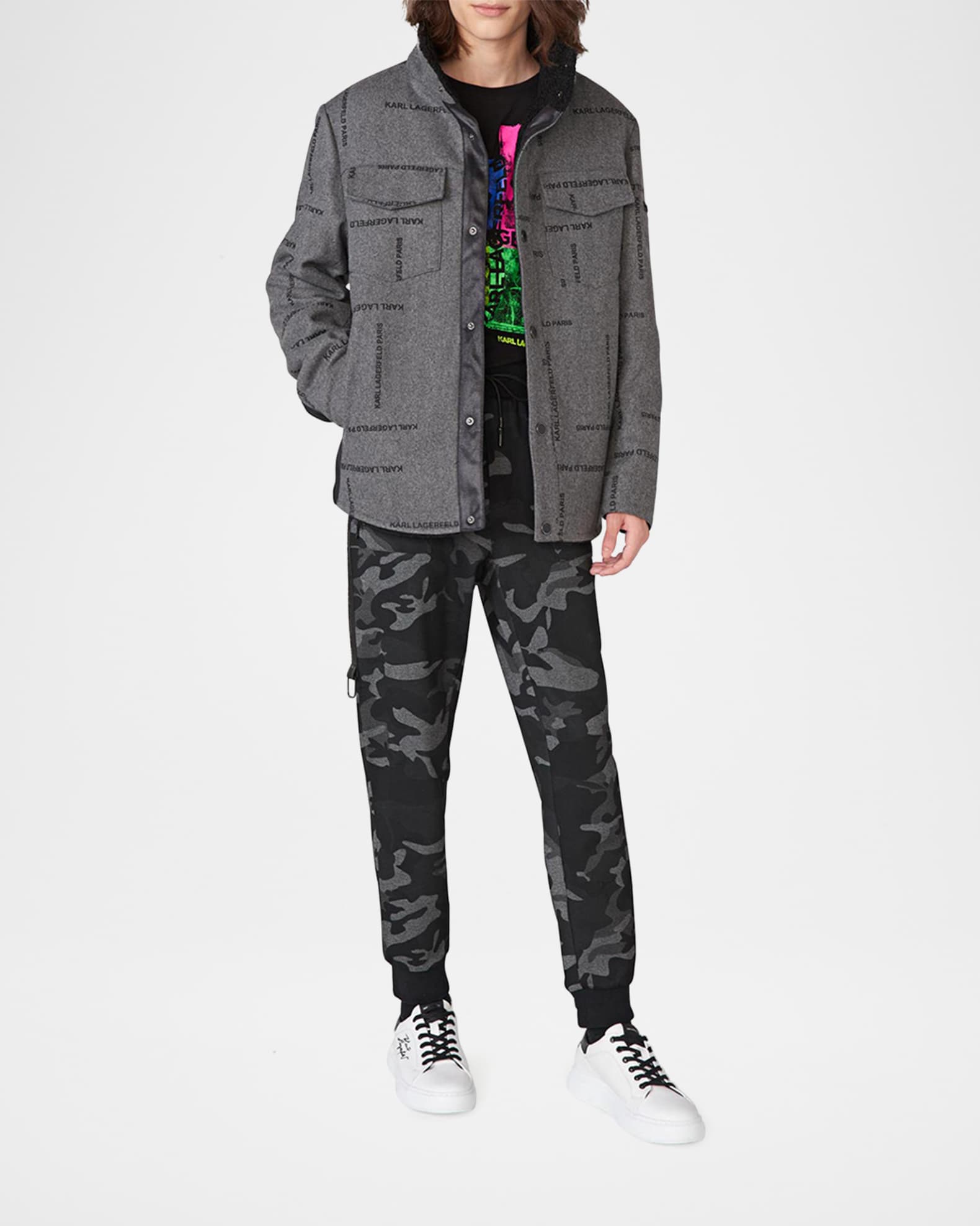 Men's Sherpa-Lined Logo Shirt Jacket  1