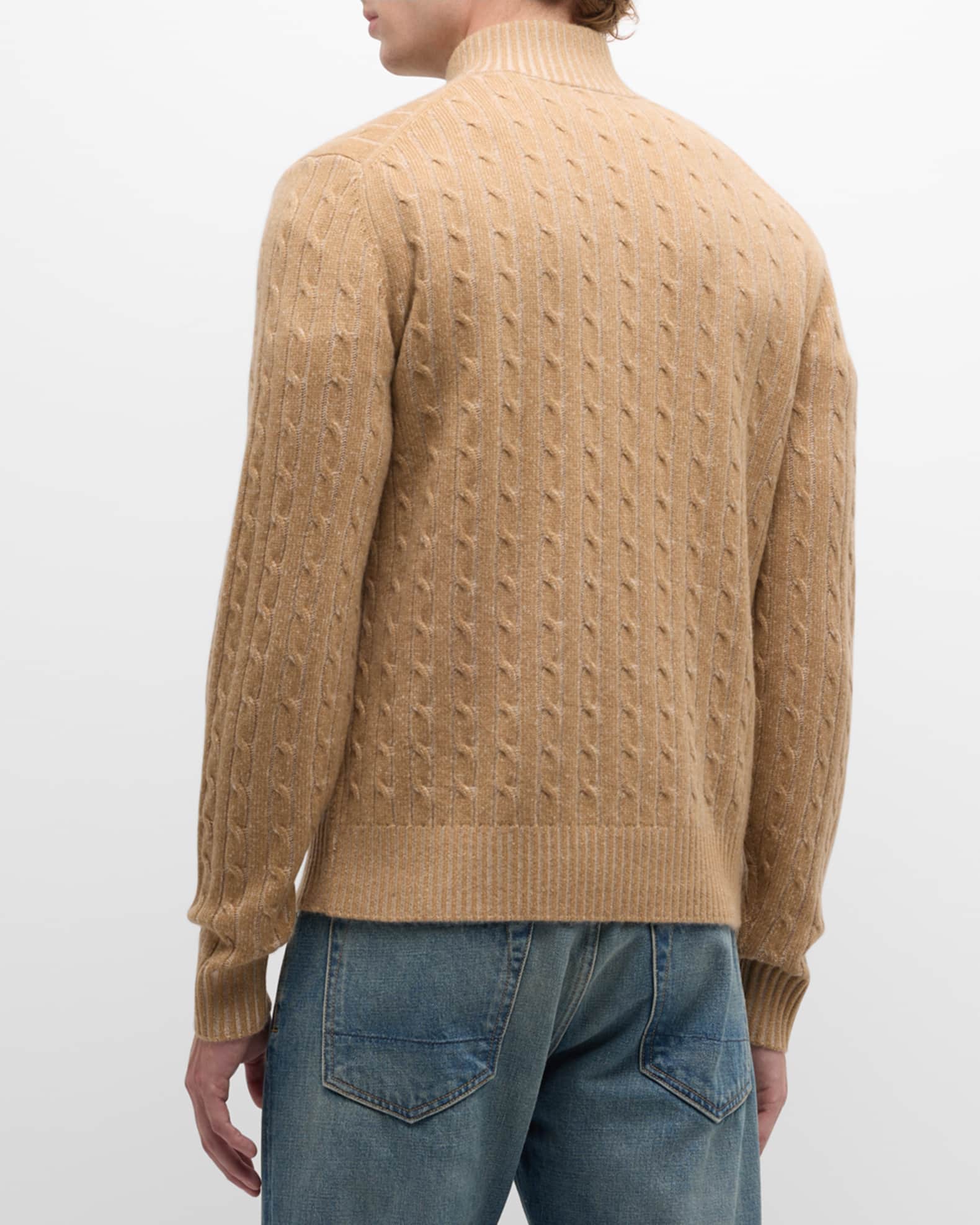 Neiman Marcus Men's Cable 1/4Zip Cashmere Sweater Neiman Marcus